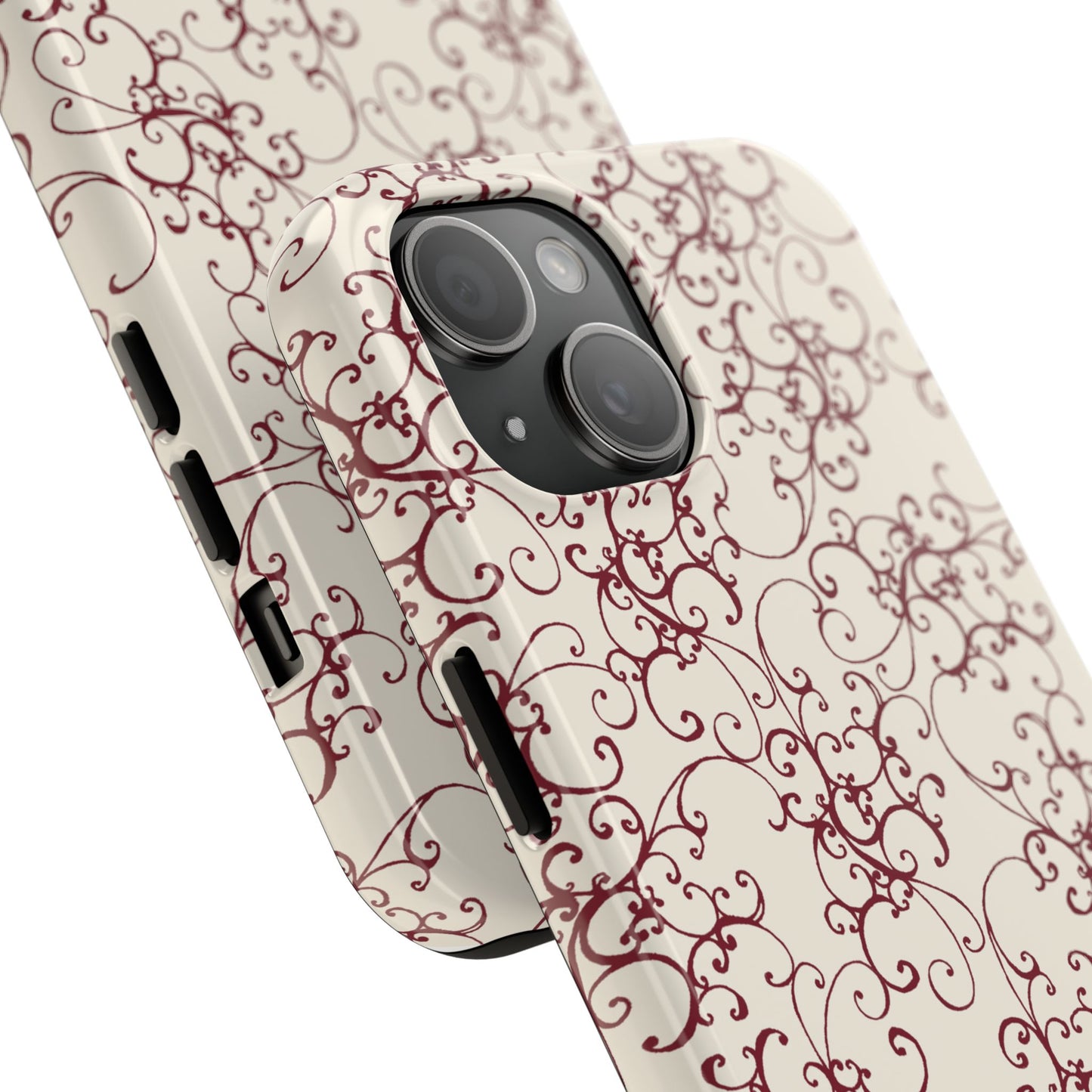 Elegant Scroll Ivory / Red Phone Case
