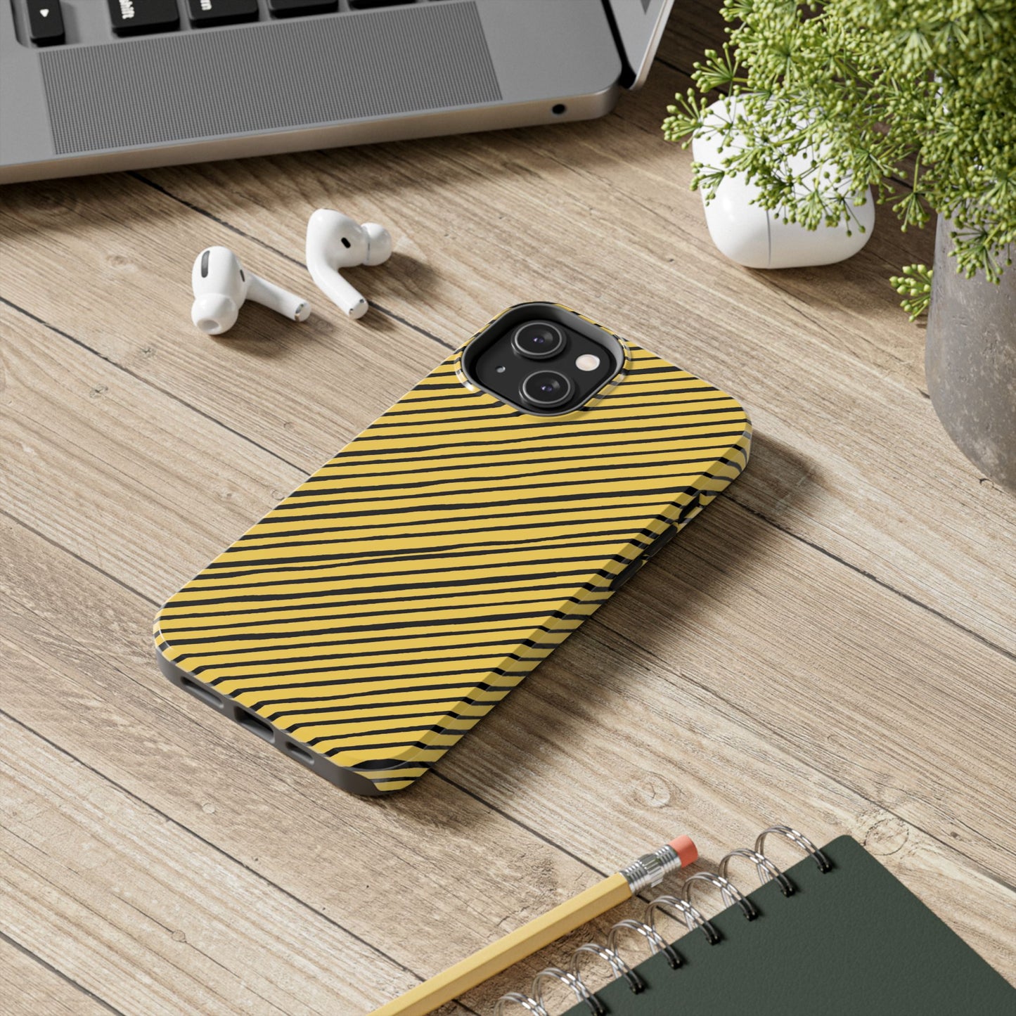Quirky Bias Stripe Yellow / Black Phone Case