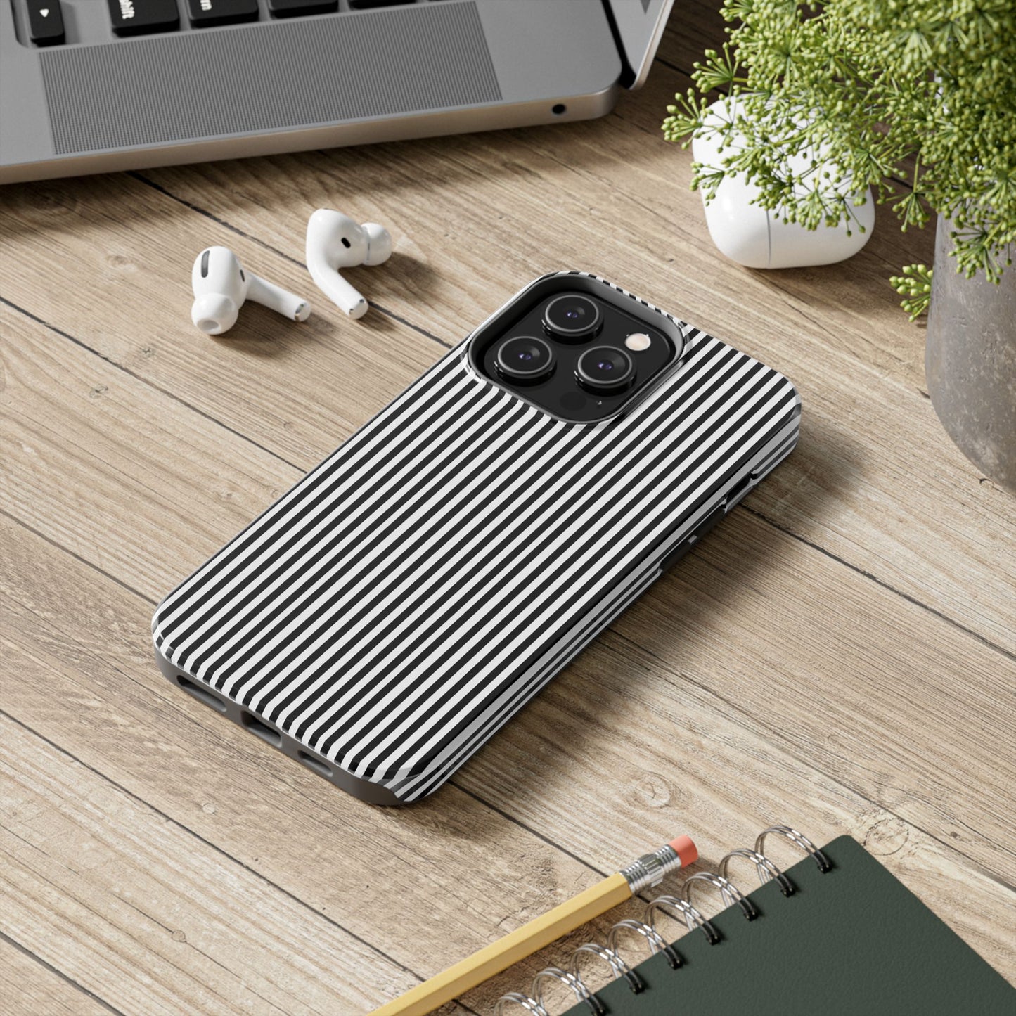 Stripe White / Black Phone Case