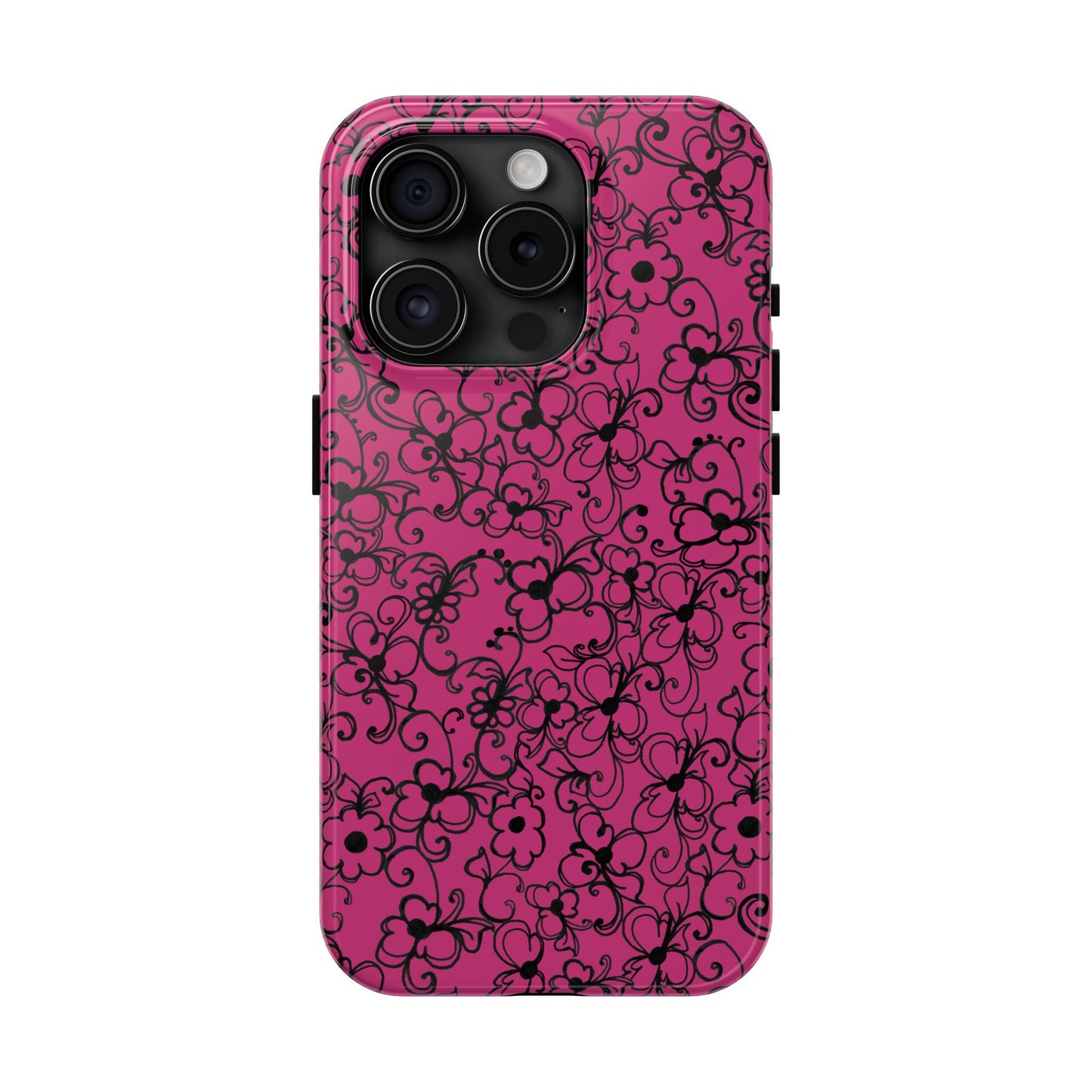 Daisy Jungle Pink / Black Phone Case