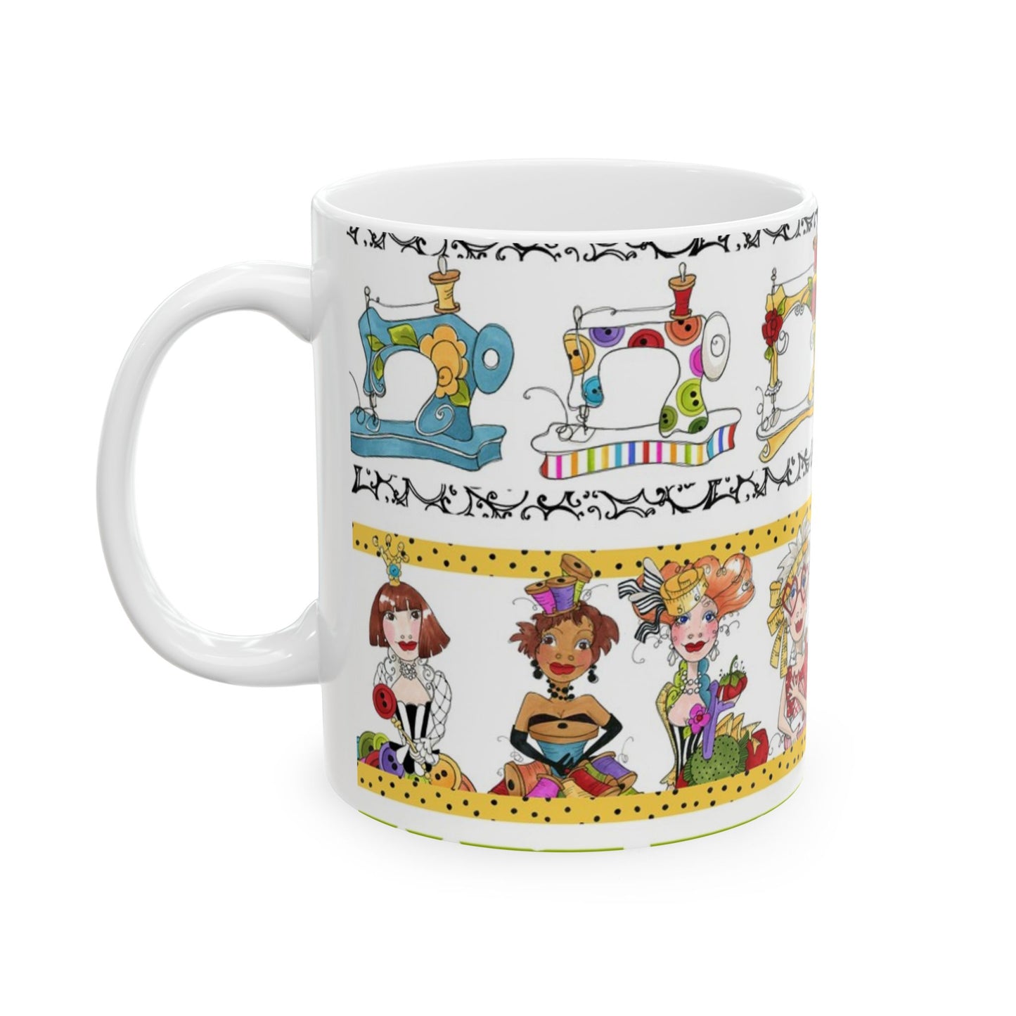 Curious Border White Cup