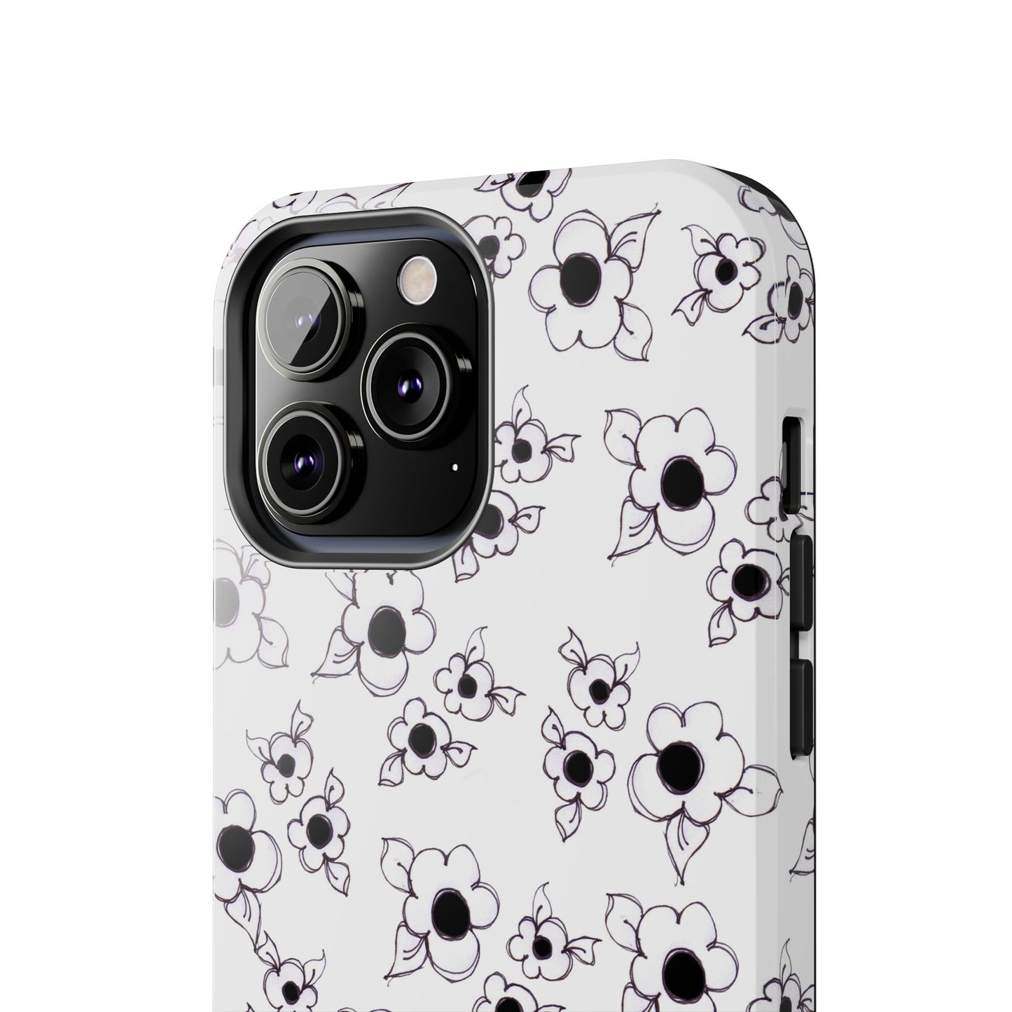 Daisy Cluster White / Black Phone Case