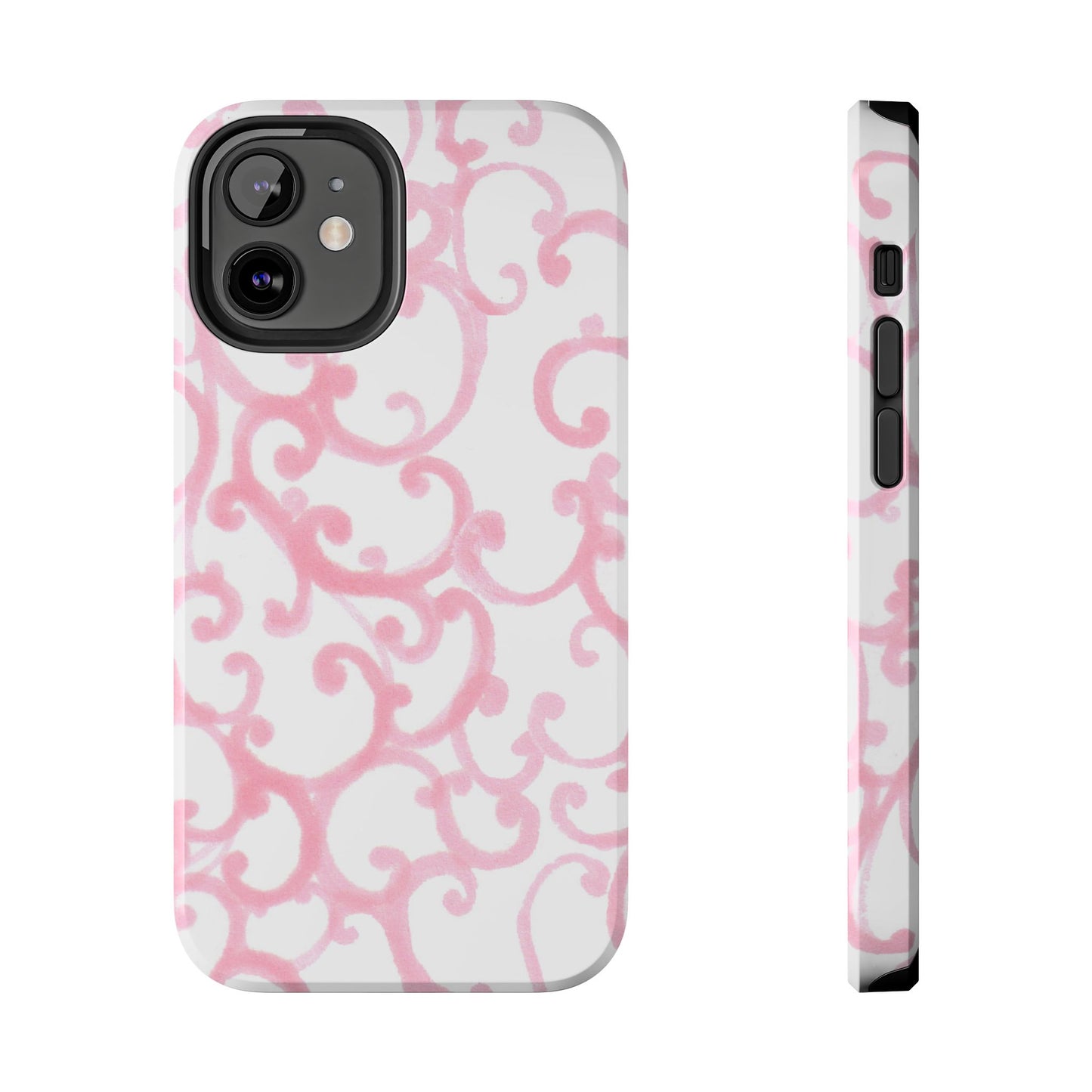 Scrollie White / Pink Phone Case