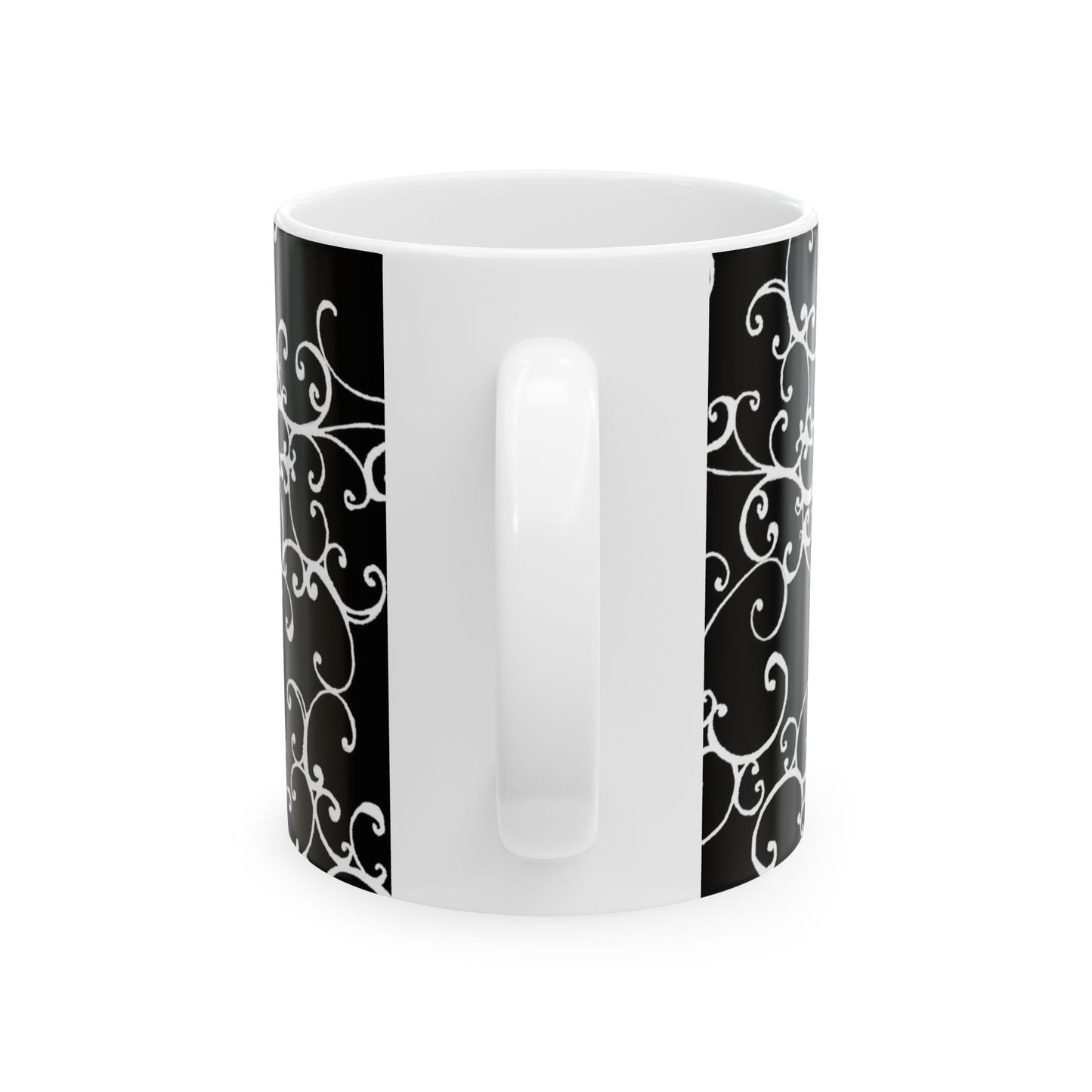 Elegant Scroll Black / White Cup