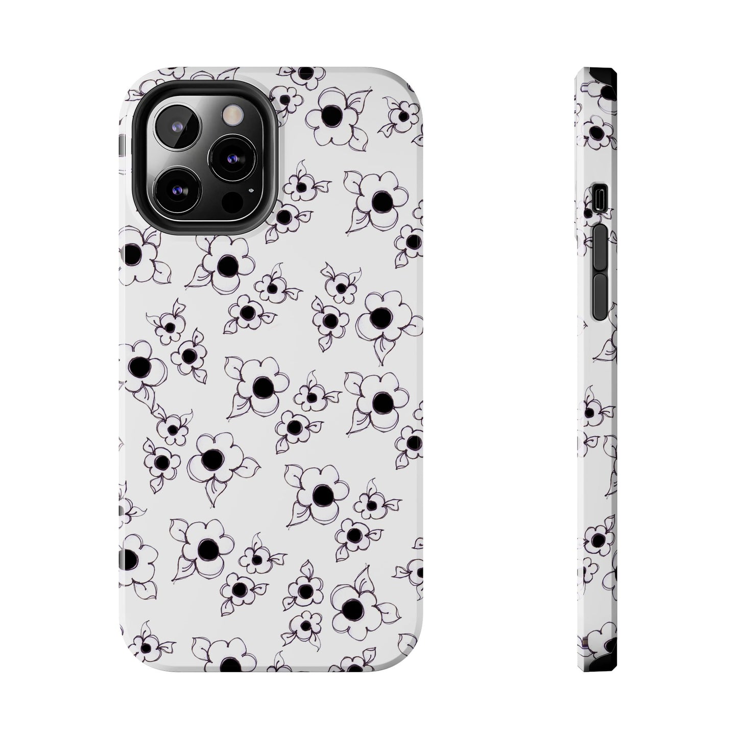 Daisy Cluster White / Black Phone Case