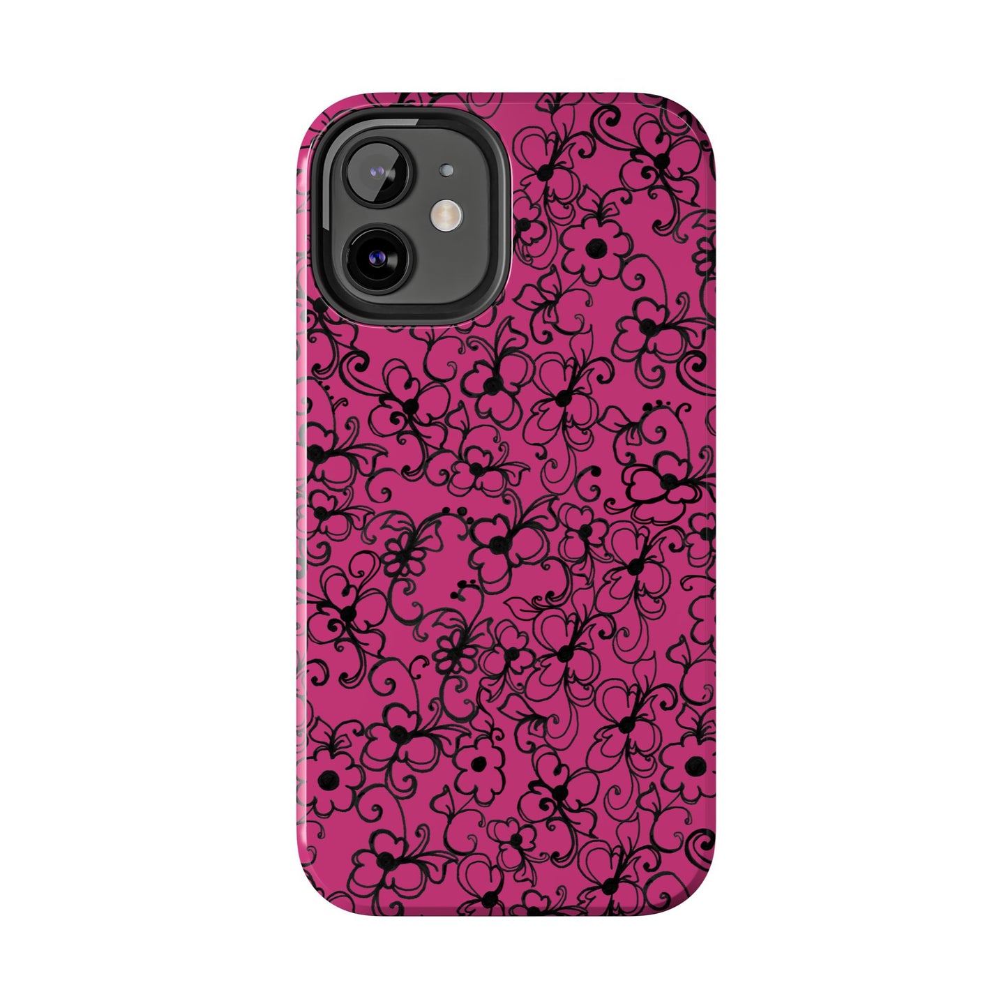 Daisy Jungle Pink / Black Phone Case