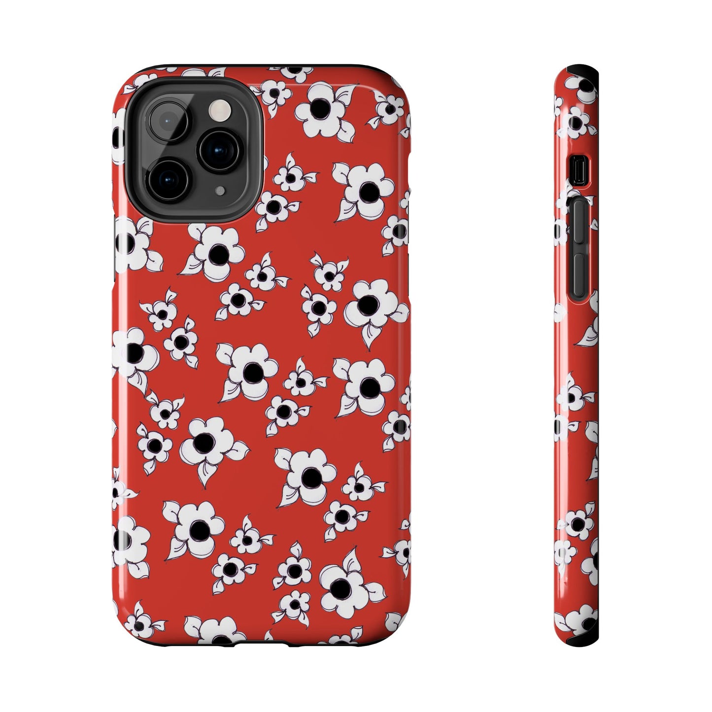 Daisy Cluster Red / Black Phone Case