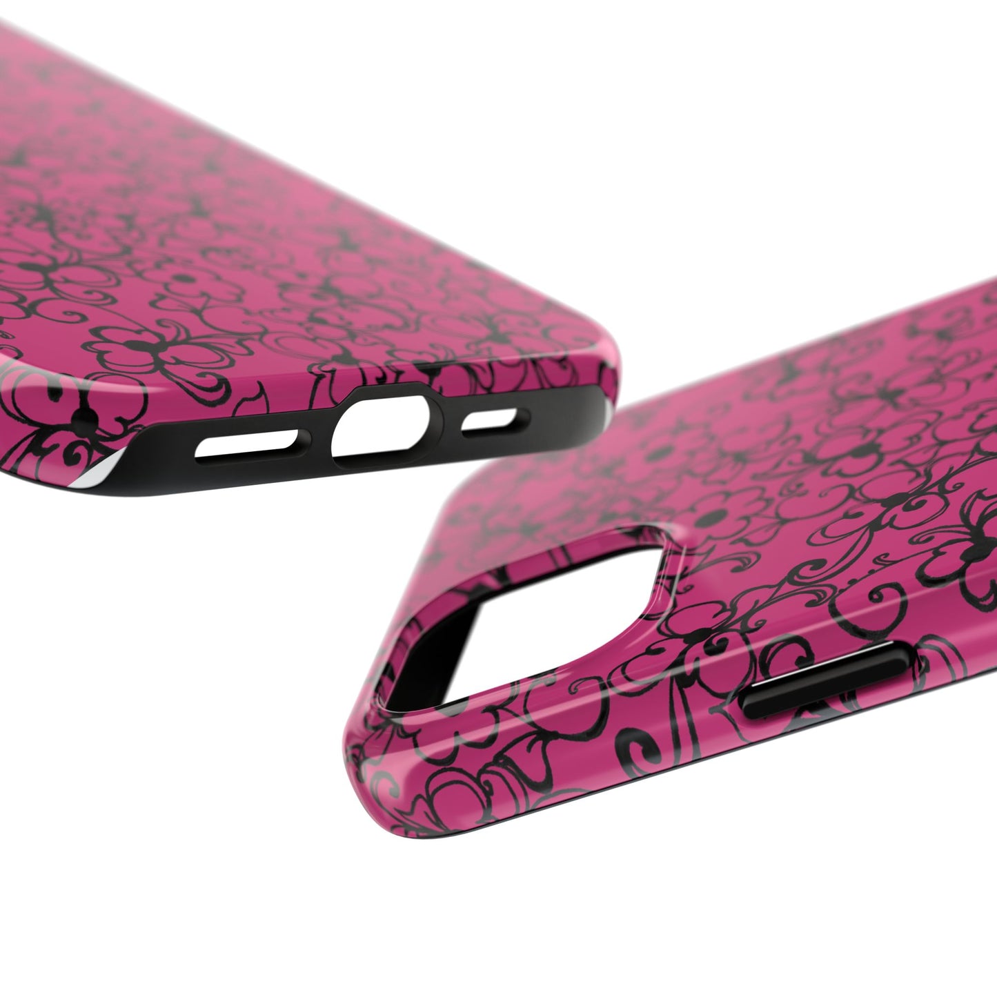 Daisy Jungle Pink / Black Phone Case