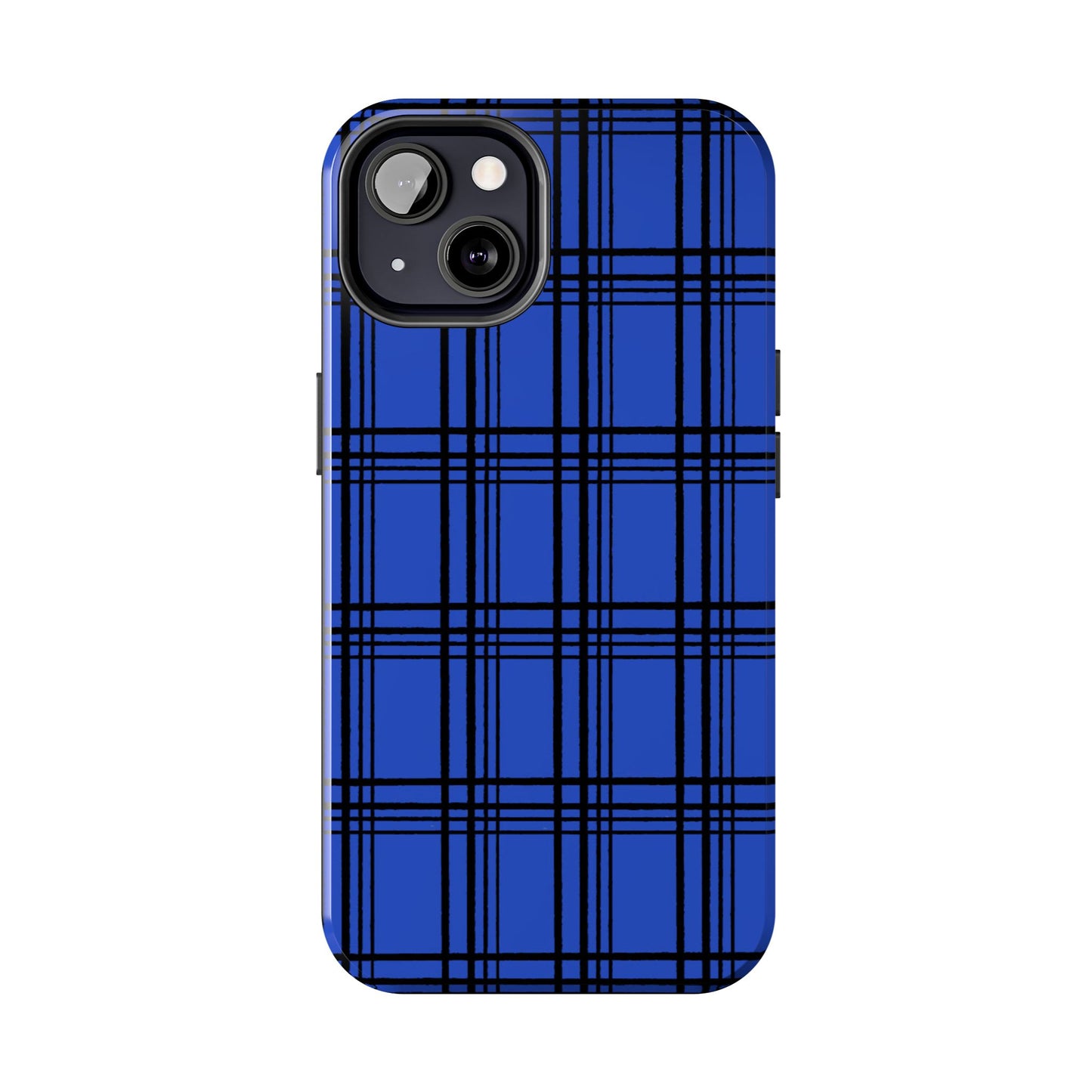 Glad Plaid Blue / Black Phone Case