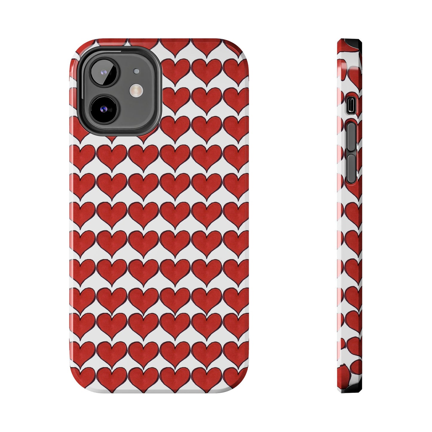 Heartbeats White / Red Phone Case