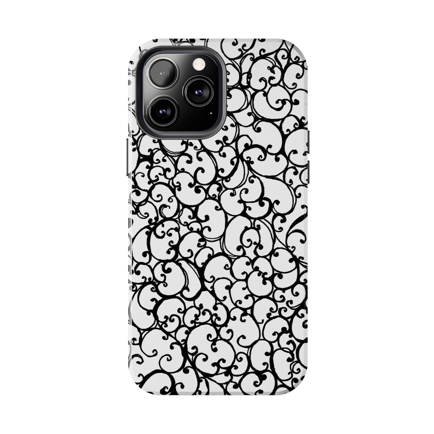Scrollie White / Black Phone Case