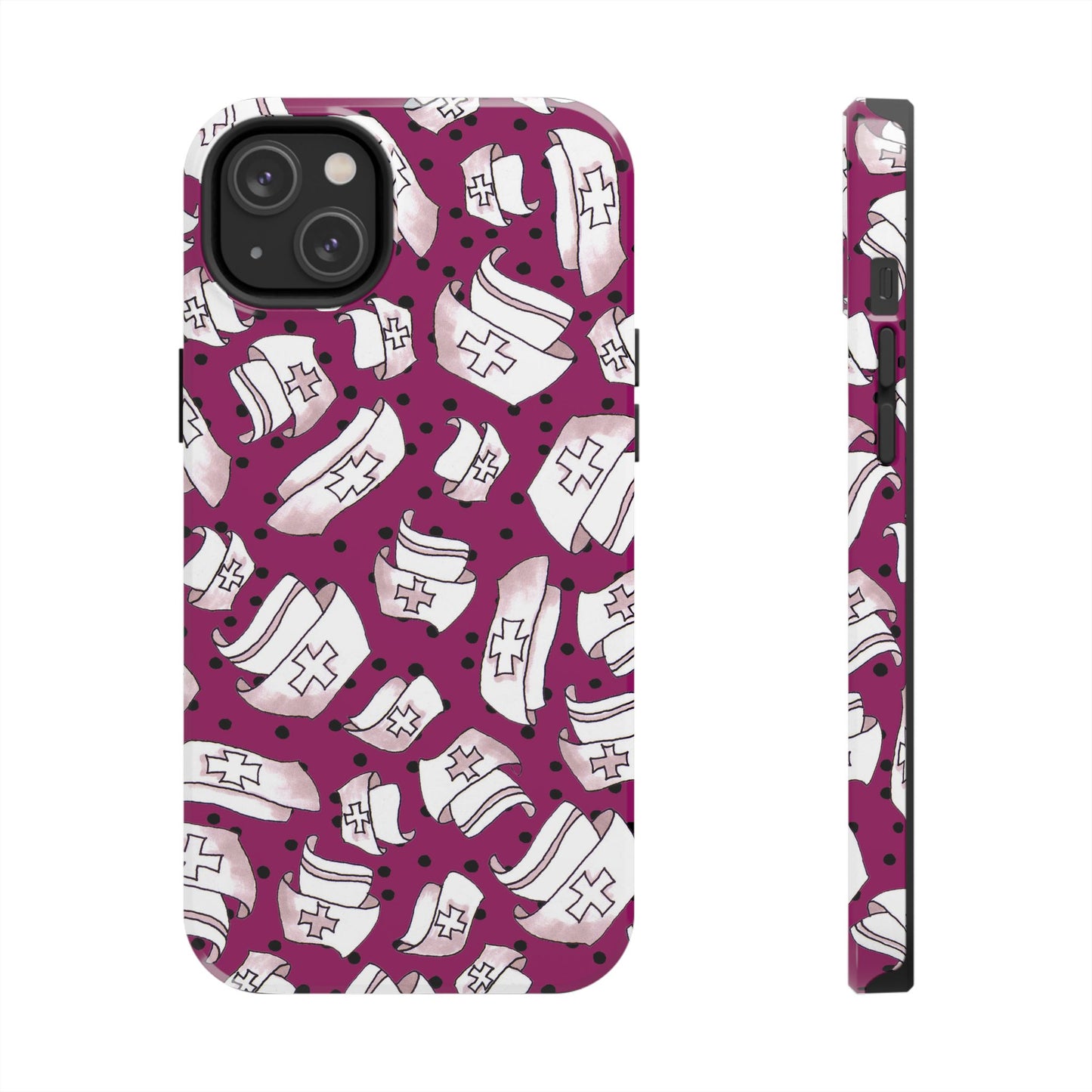 Med Hats Burgundy / Black Phone Case