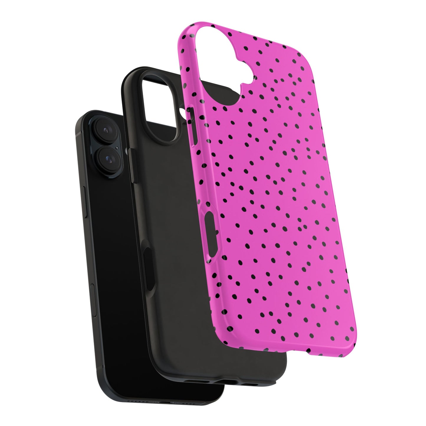 Dinky Dots Cerise / Black Phone Case