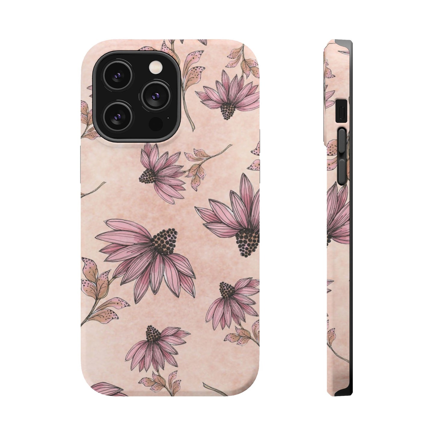 Wild Cone Flowers Pink Marble Phone Case