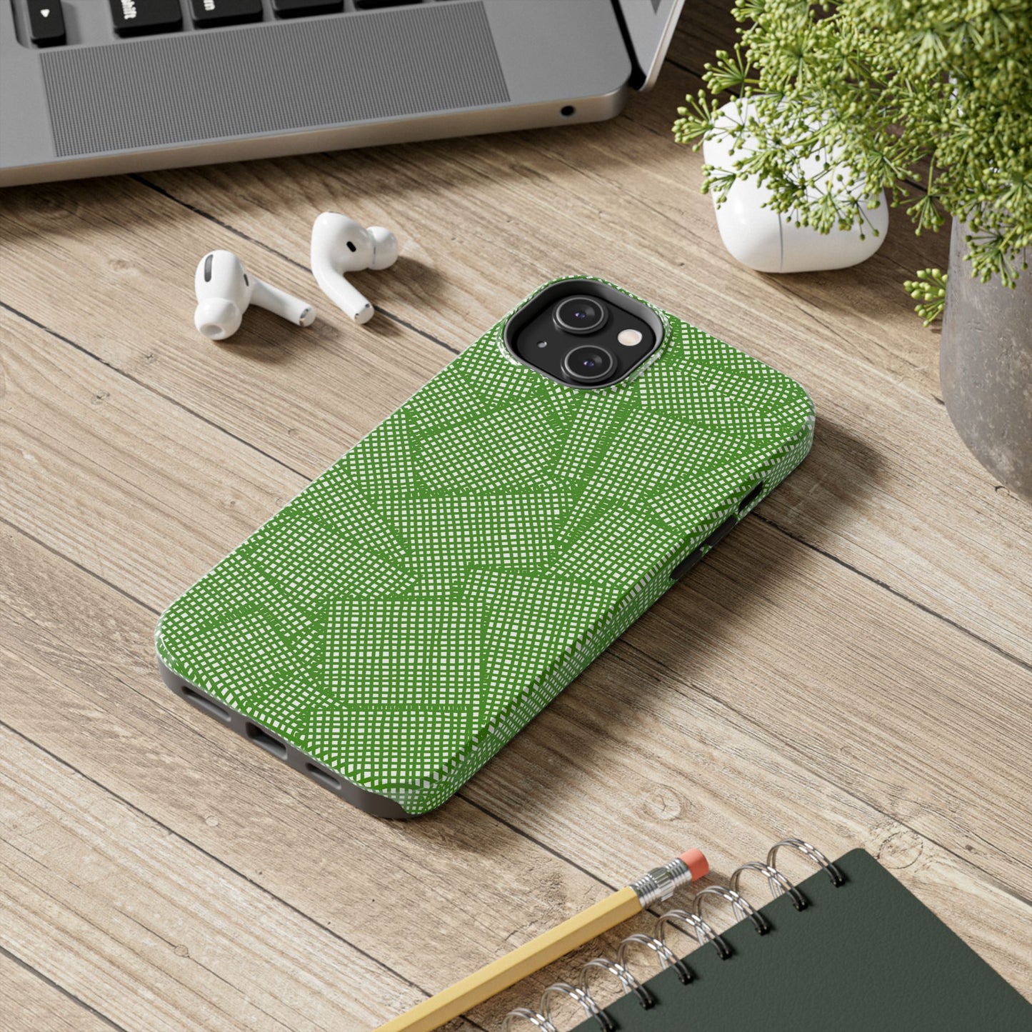 Check Patch Large Green Phone Case