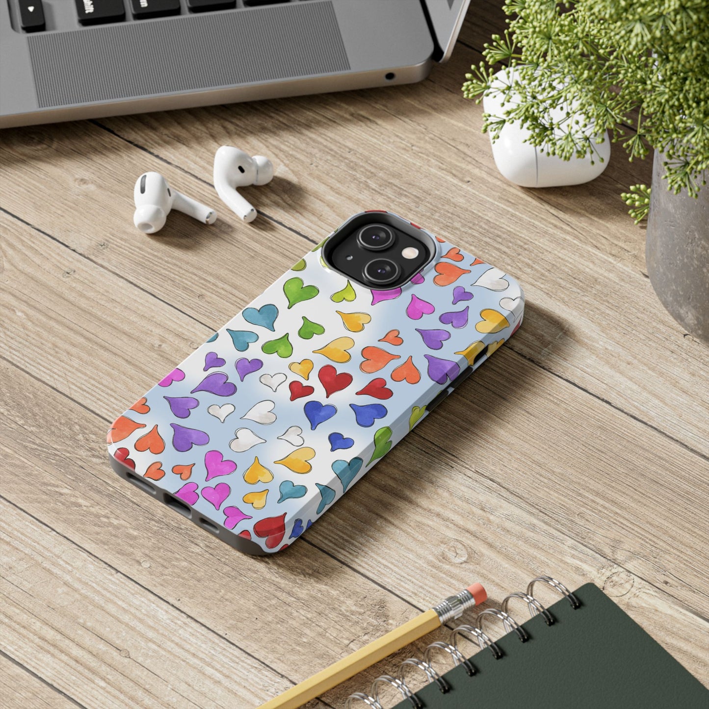 Happy Hearts Blue Sky Phone Case