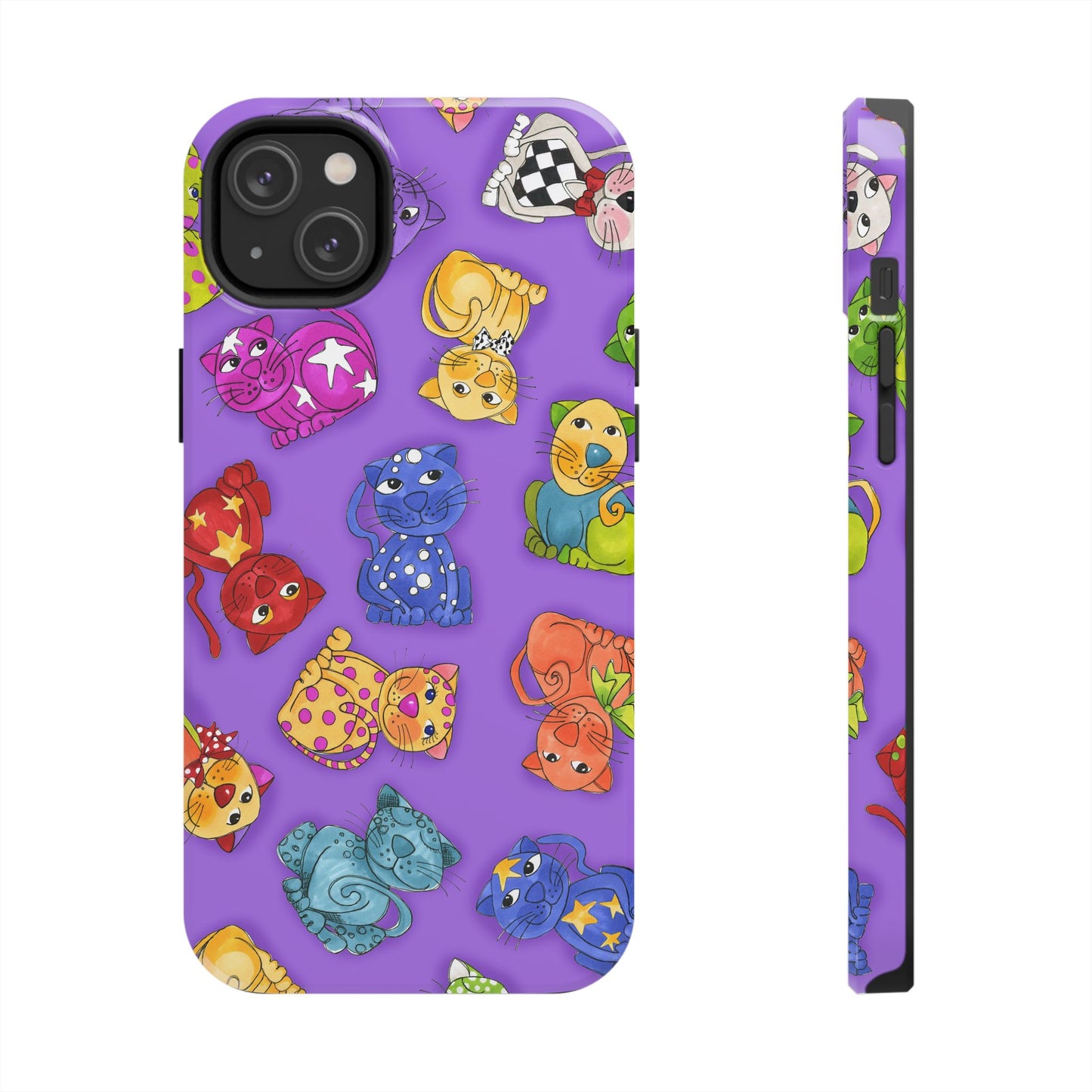Tossed Happy Cats Purple Phone Case