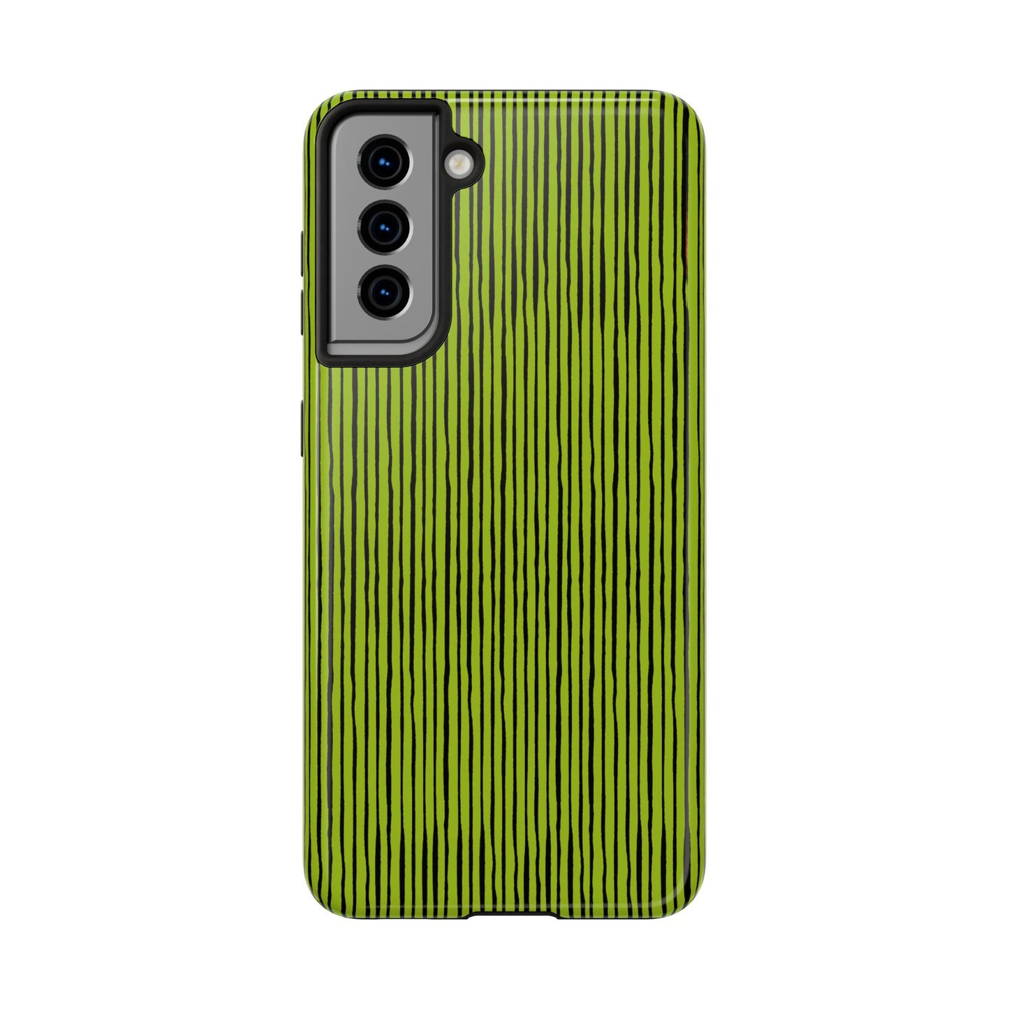Quirky Pin Stripe Green / Black Phone Case