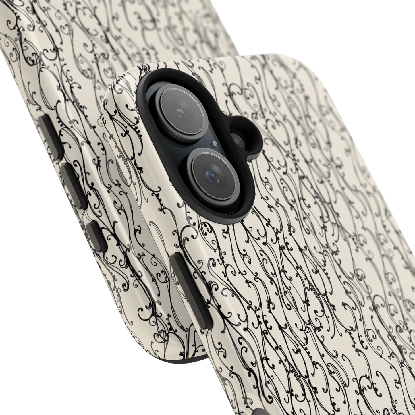 Swan Scroll Ivory / Black Phone Case