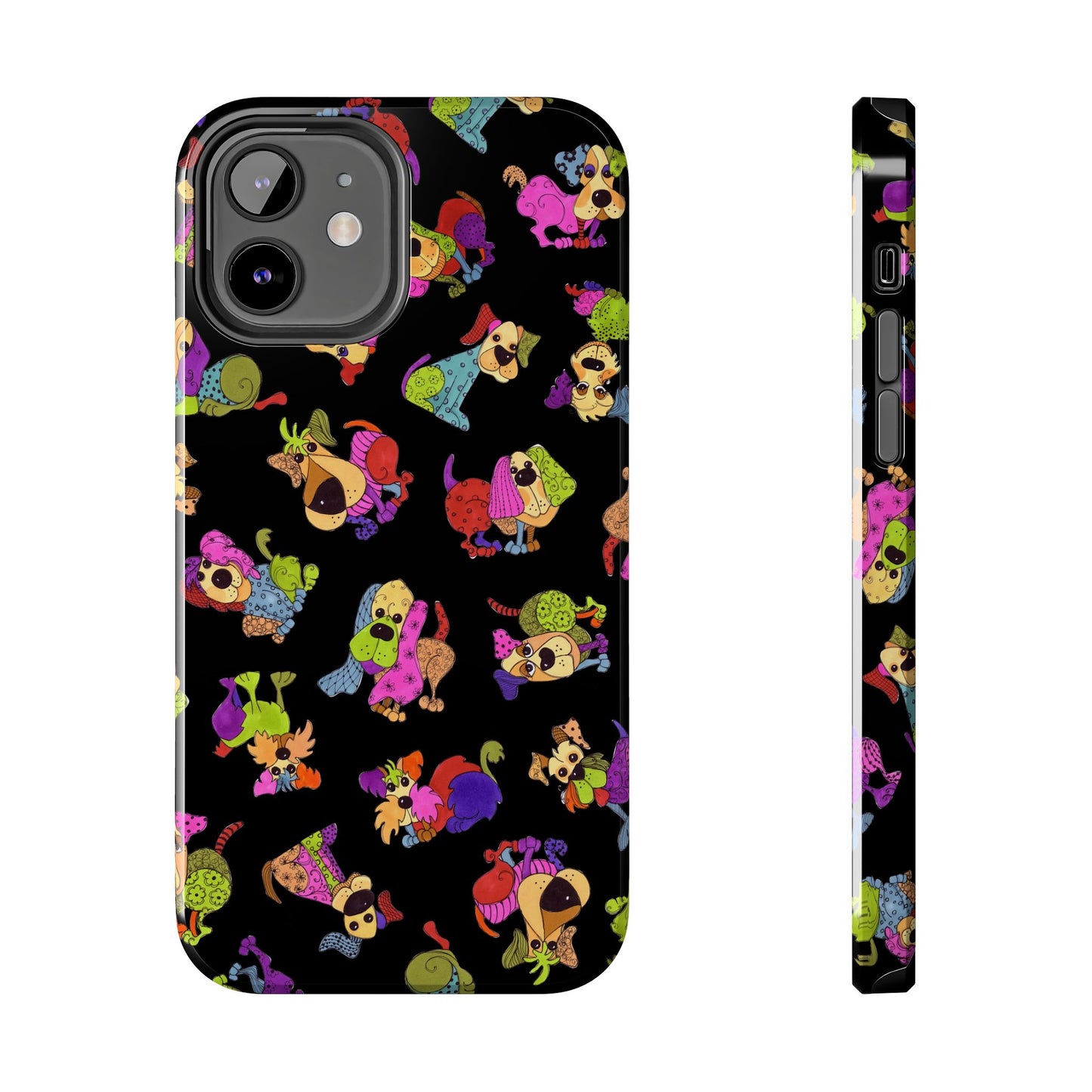 Tossed Happy Dogs Black Phone Case