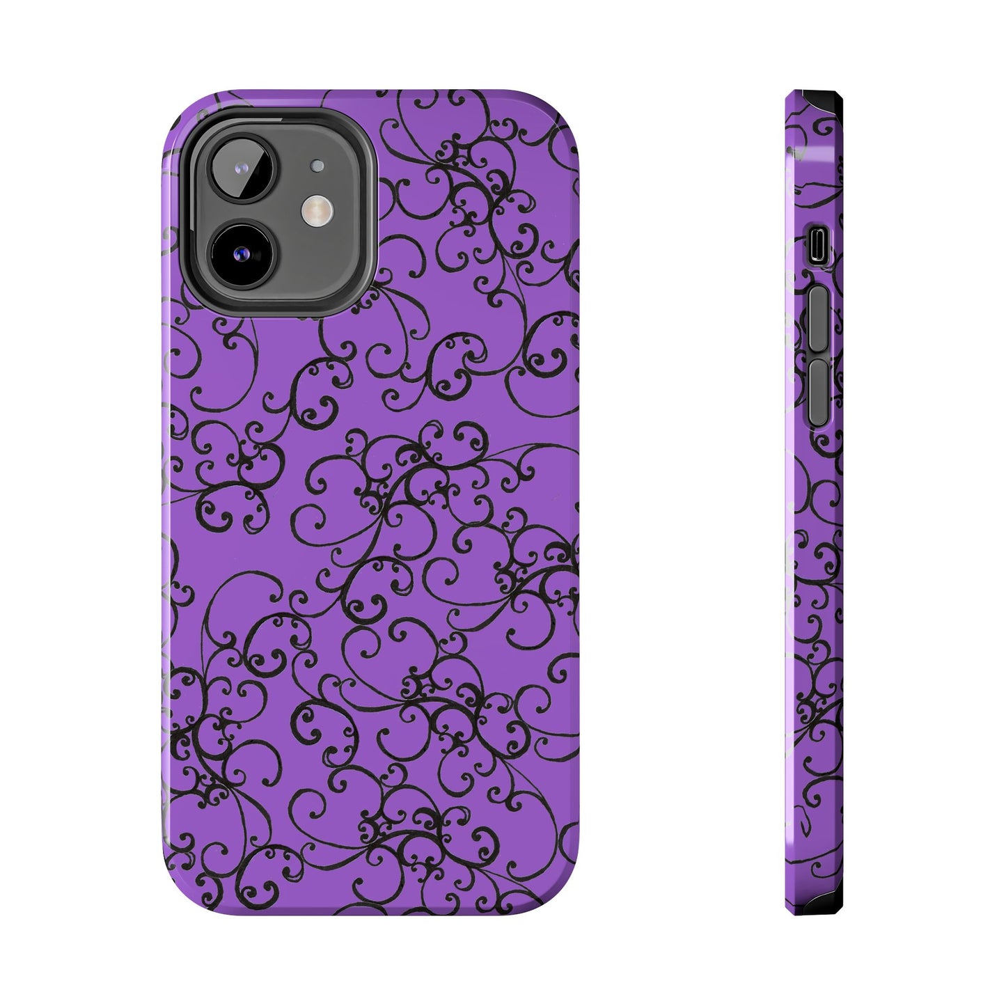 Elegant Scroll Purple / Black Phone Case