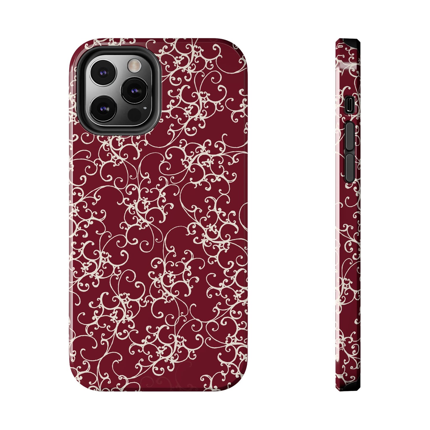 Elegant Scroll Red / Ivory Phone Case