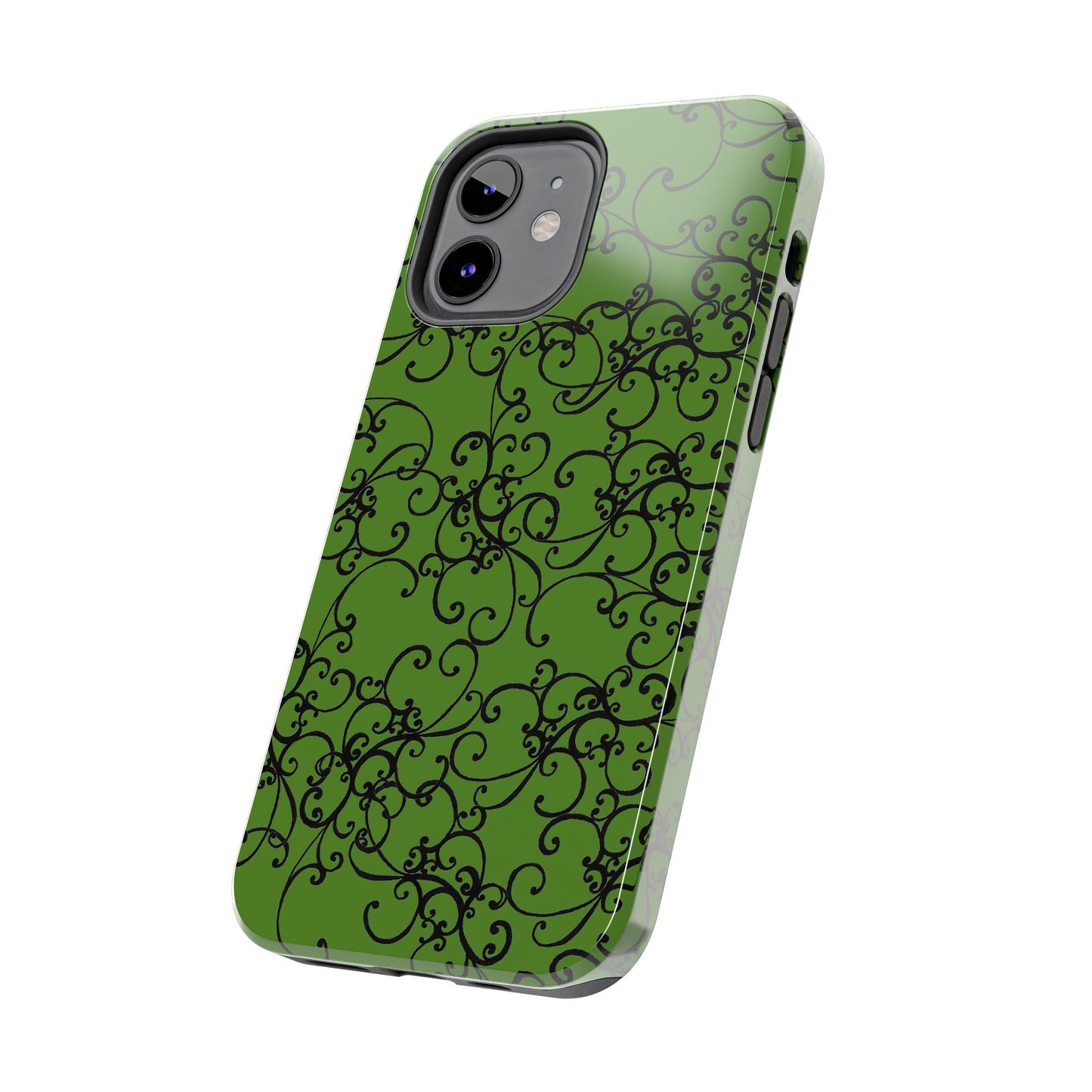Elegant Scroll Green / Black Phone Case