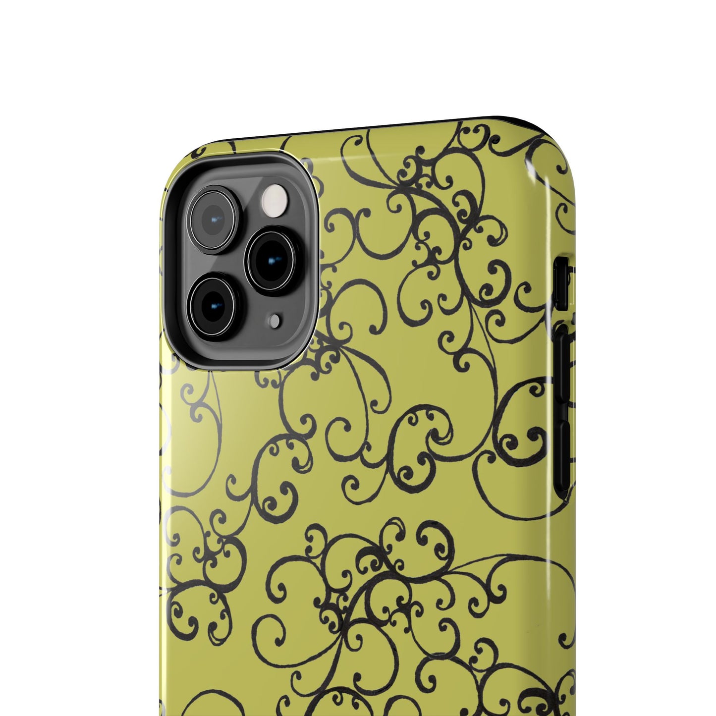 Elegant Scroll Green / Black Phone Case