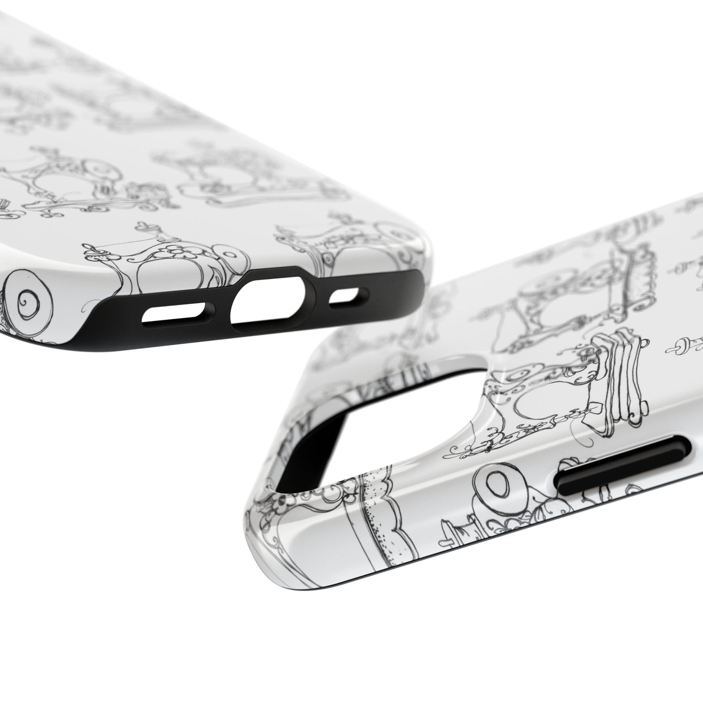 Sew Sew White / Black Phone Case