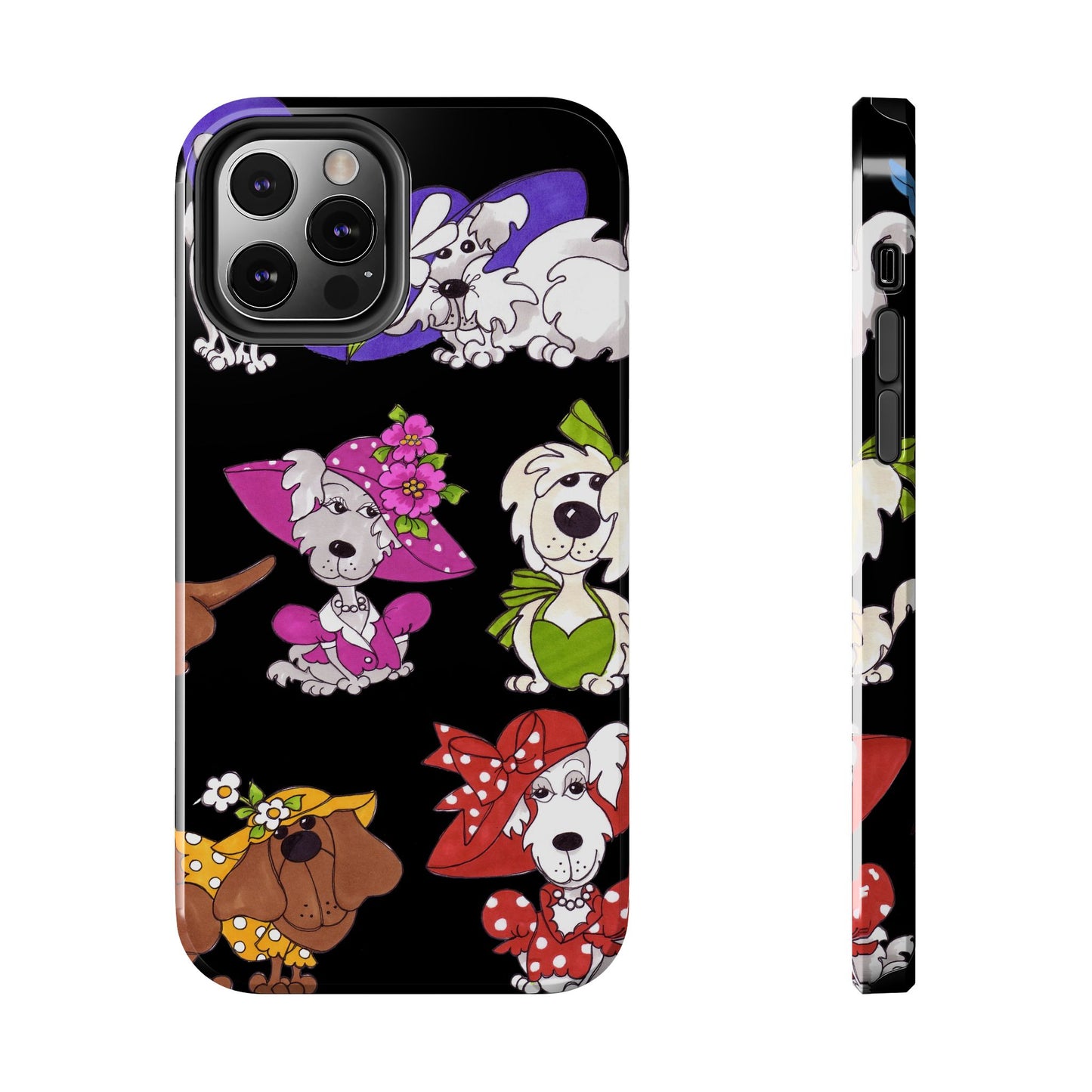 Fancy Dog Line Up Black Phone Case