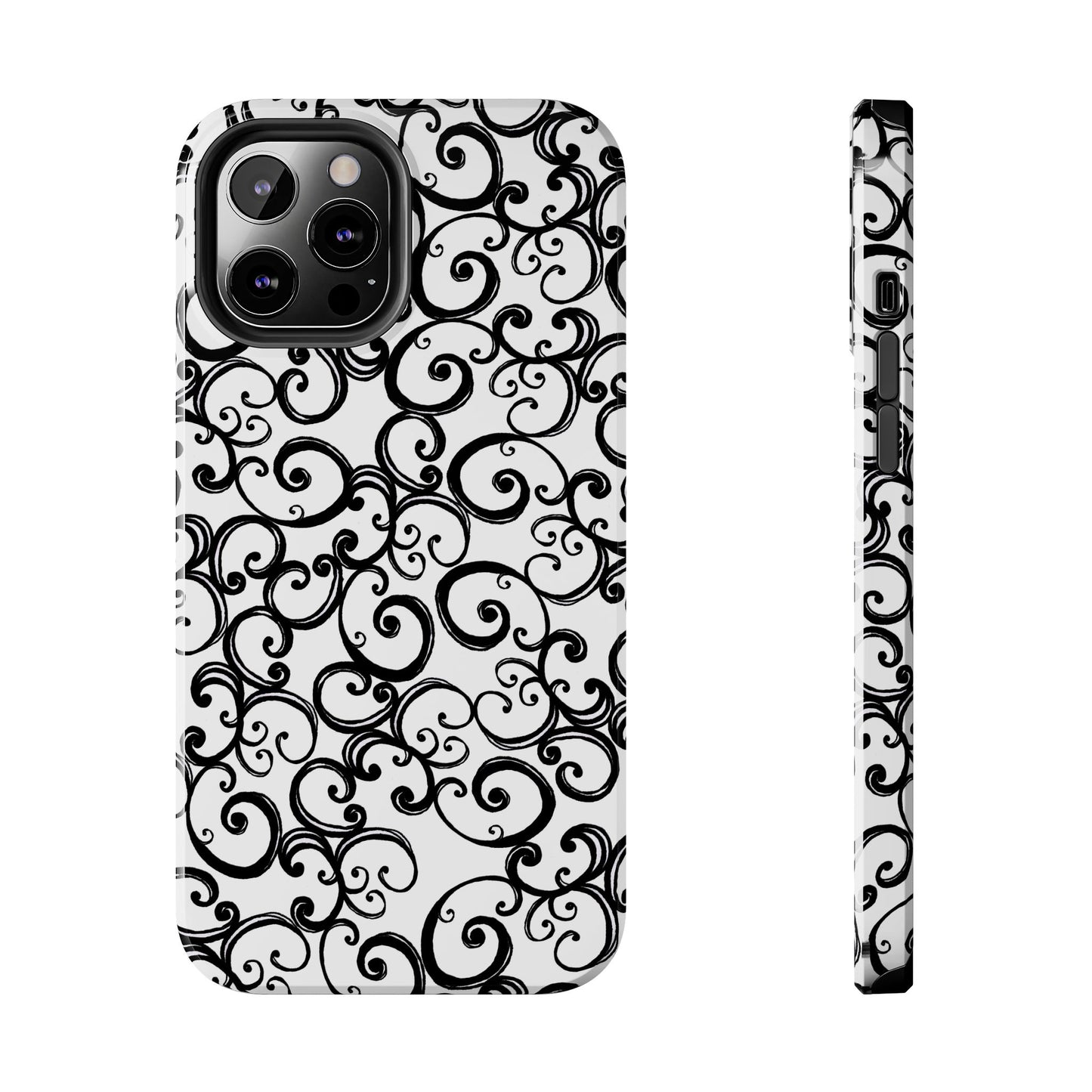Curls White / Black Phone Case