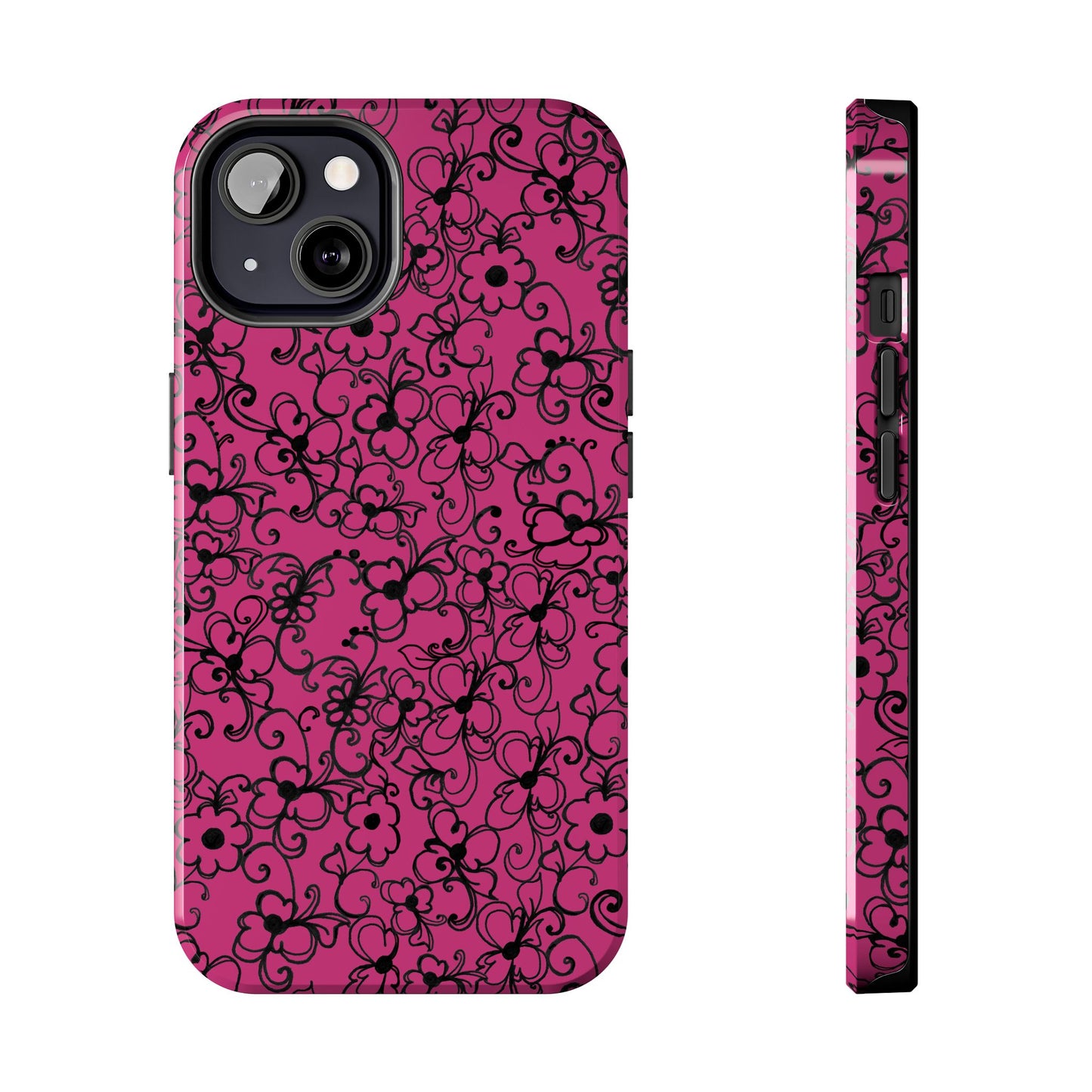 Daisy Jungle Pink / Black Phone Case