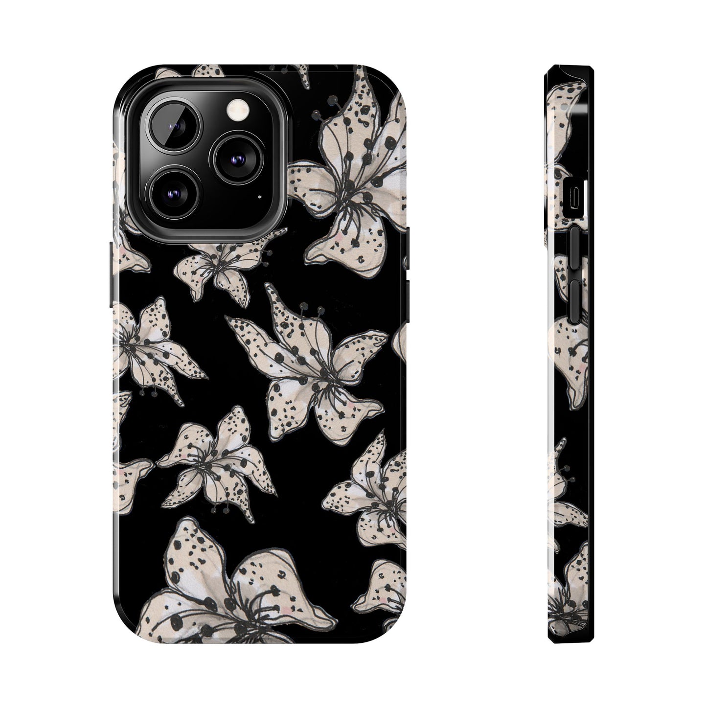 Spotted Lilies Black Phone Case