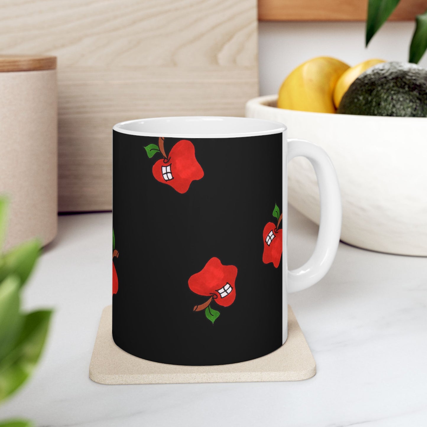 Flying Apples Black Cup