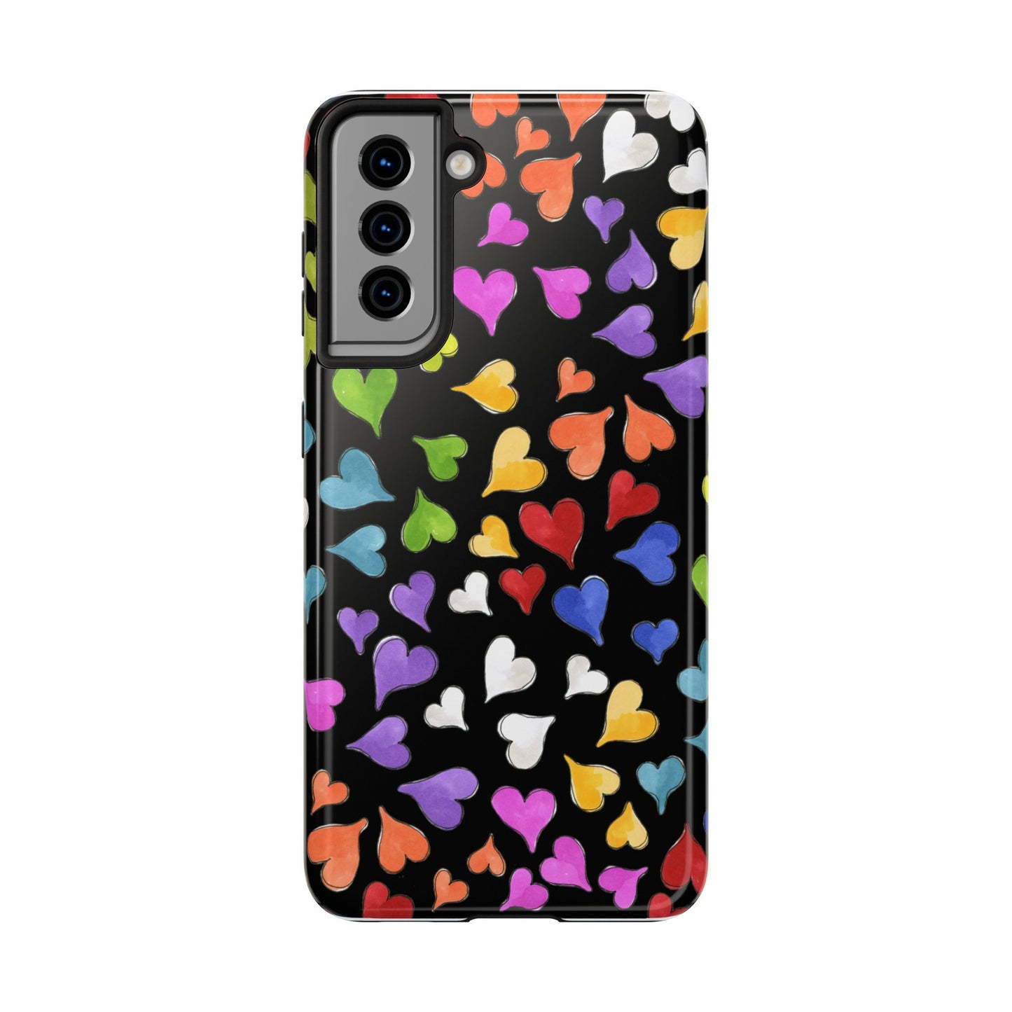 Happy Hearts Black Phone Case