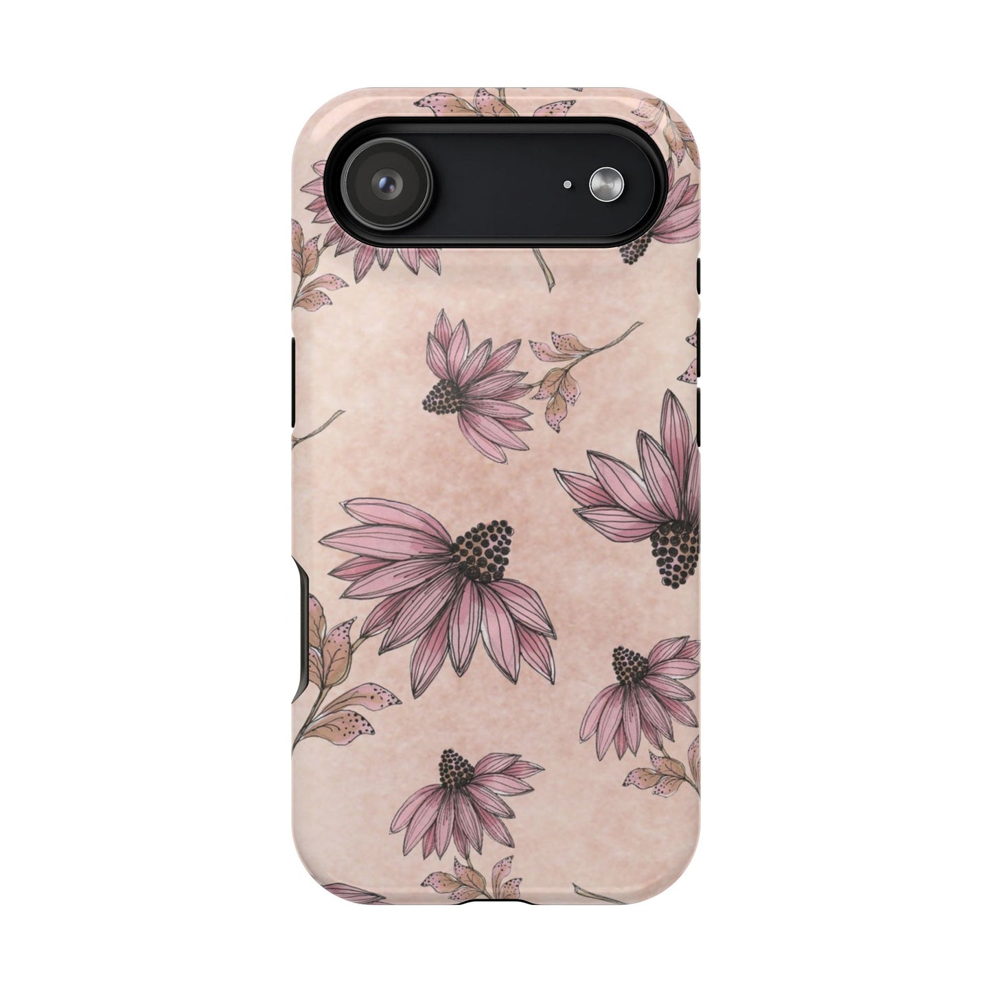 Wild Cone Flowers Pink Marble Phone Case