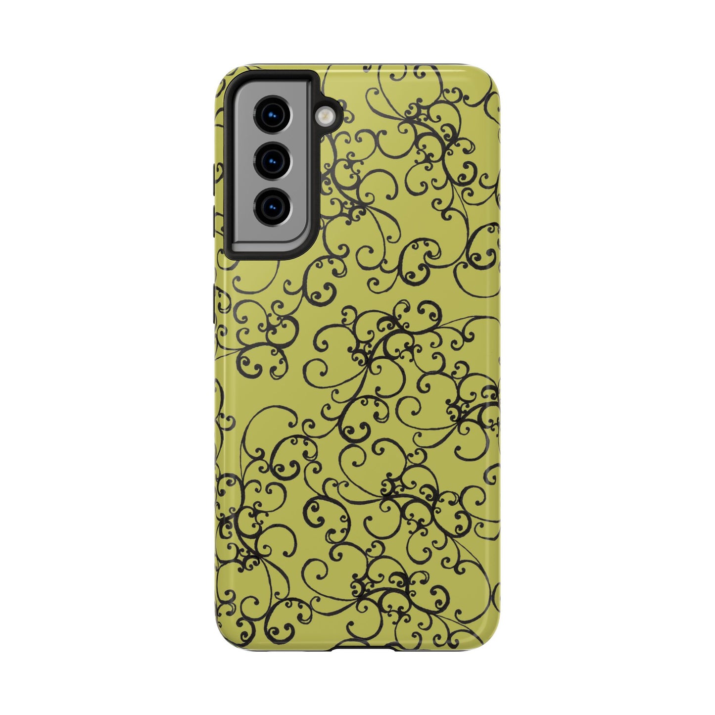 Elegant Scroll Green / Black Phone Case