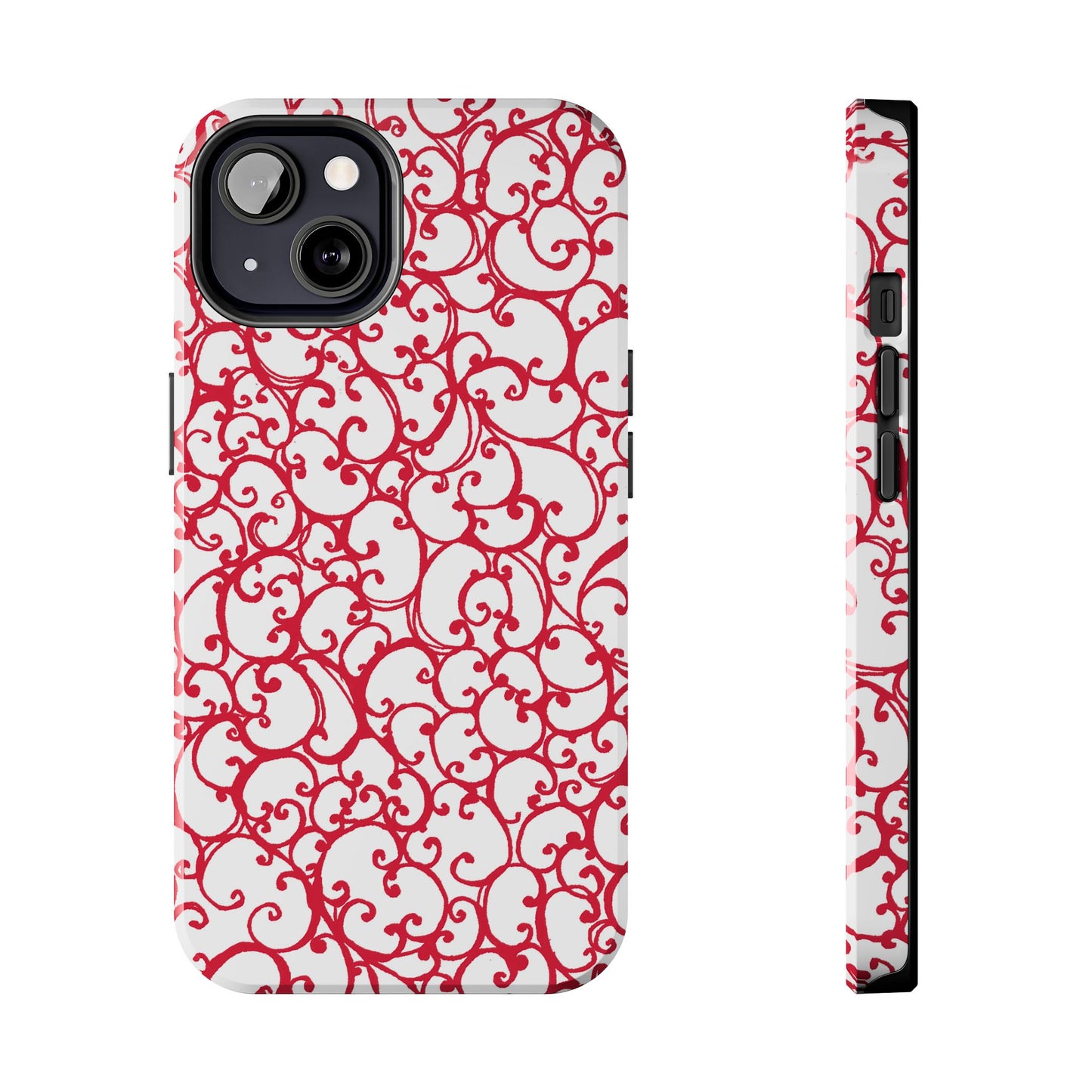 Scrollie White / Red Phone Case
