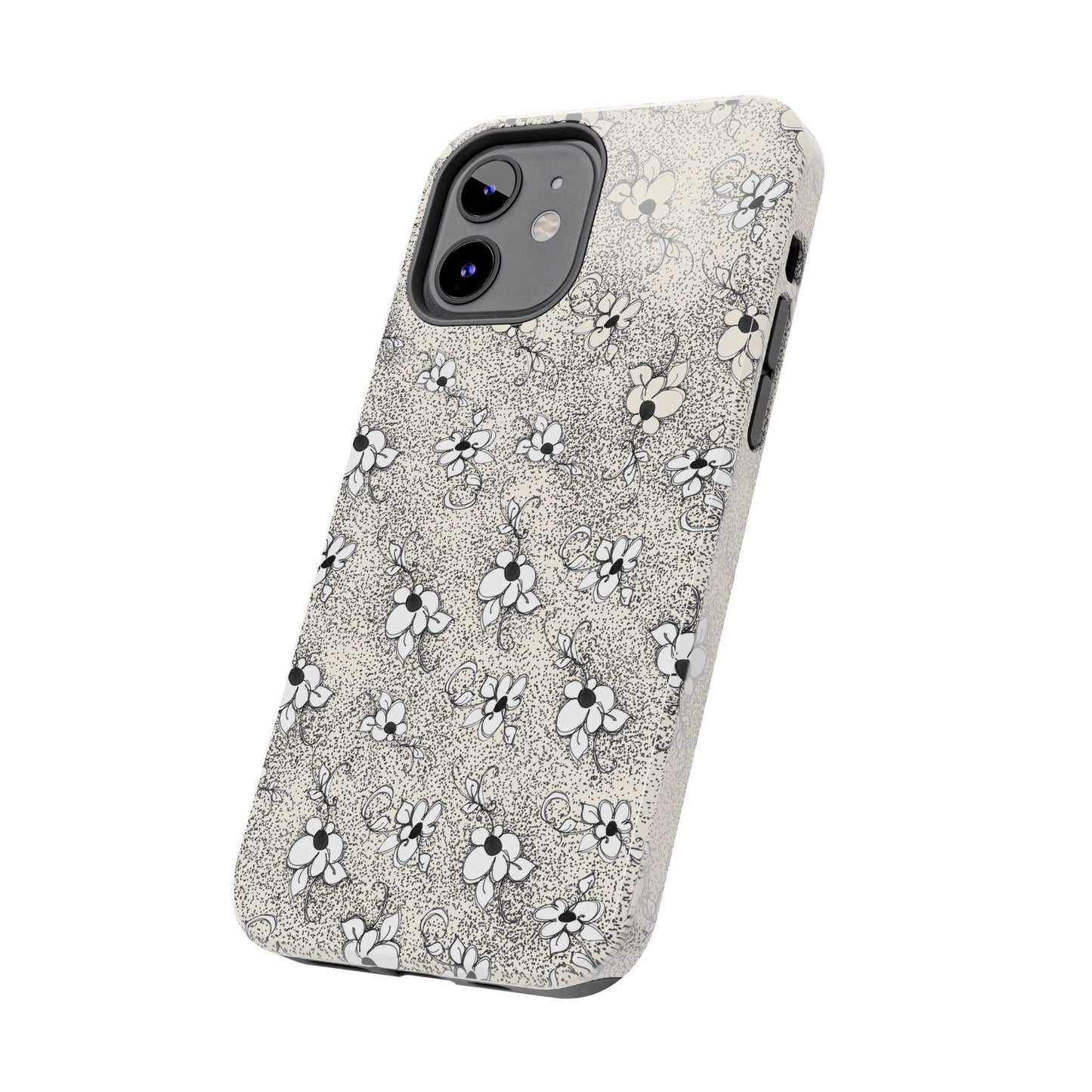 Daisy Flecks Ivory / Black Phone Case