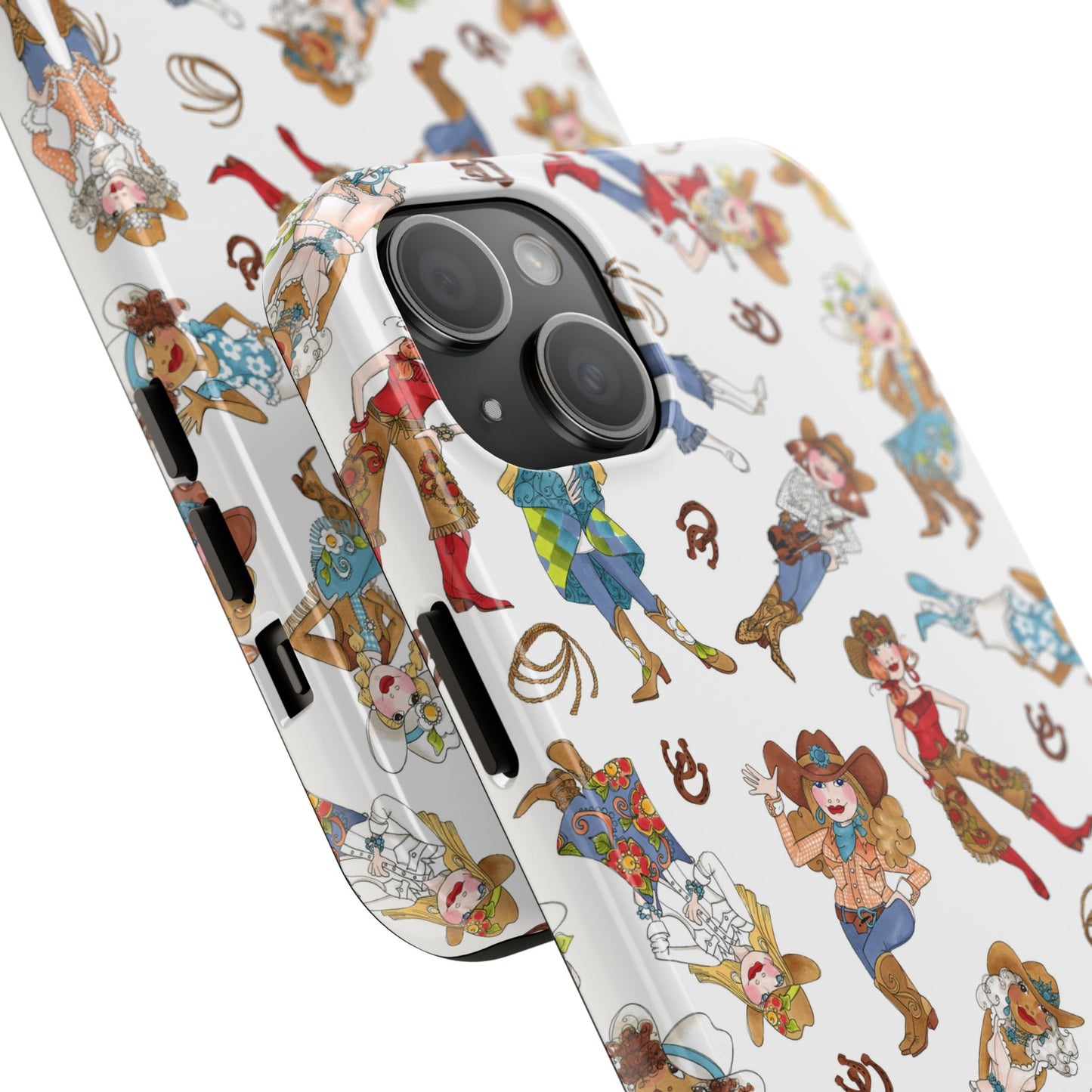 Tossed Cowgirls White Phone Case