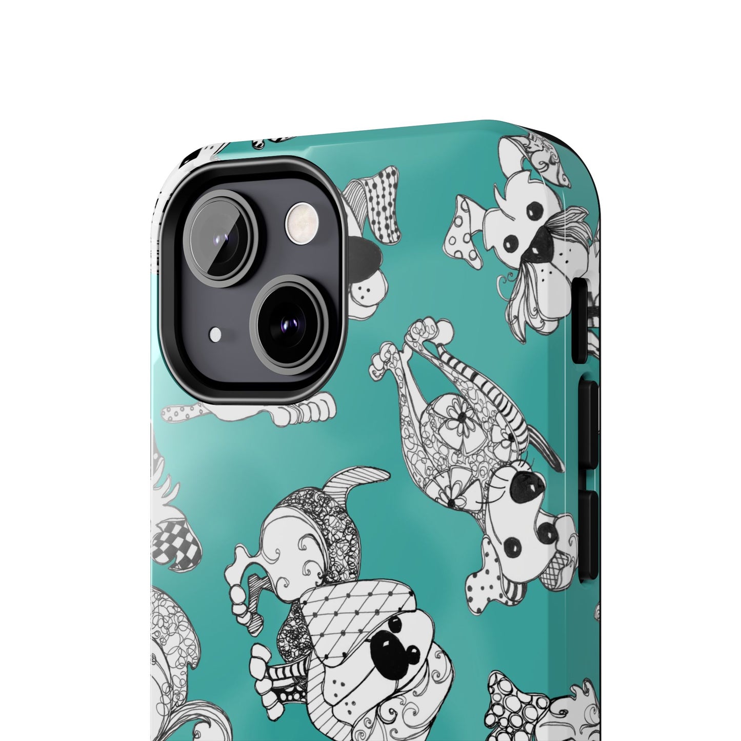 Doodle Dogs Turquoise Phone Case