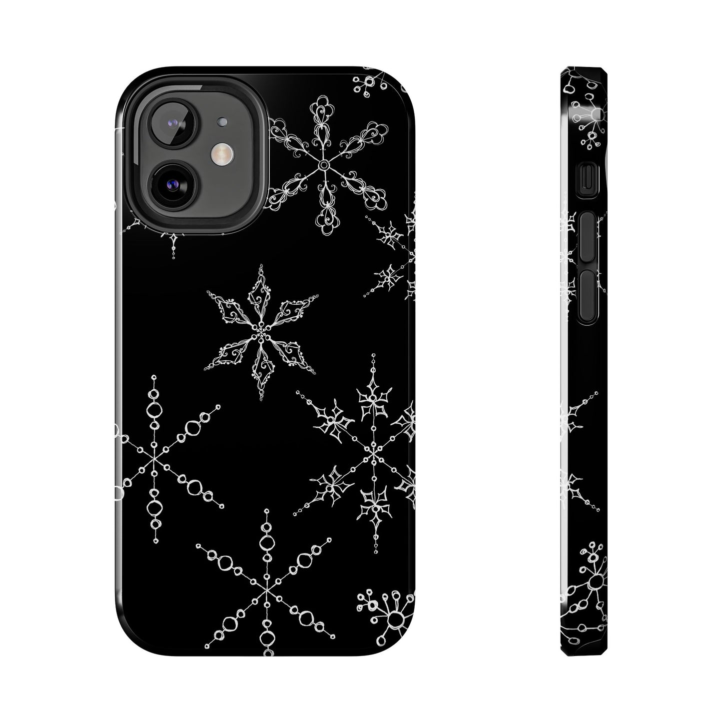 Snowflakes Black Phone Case
