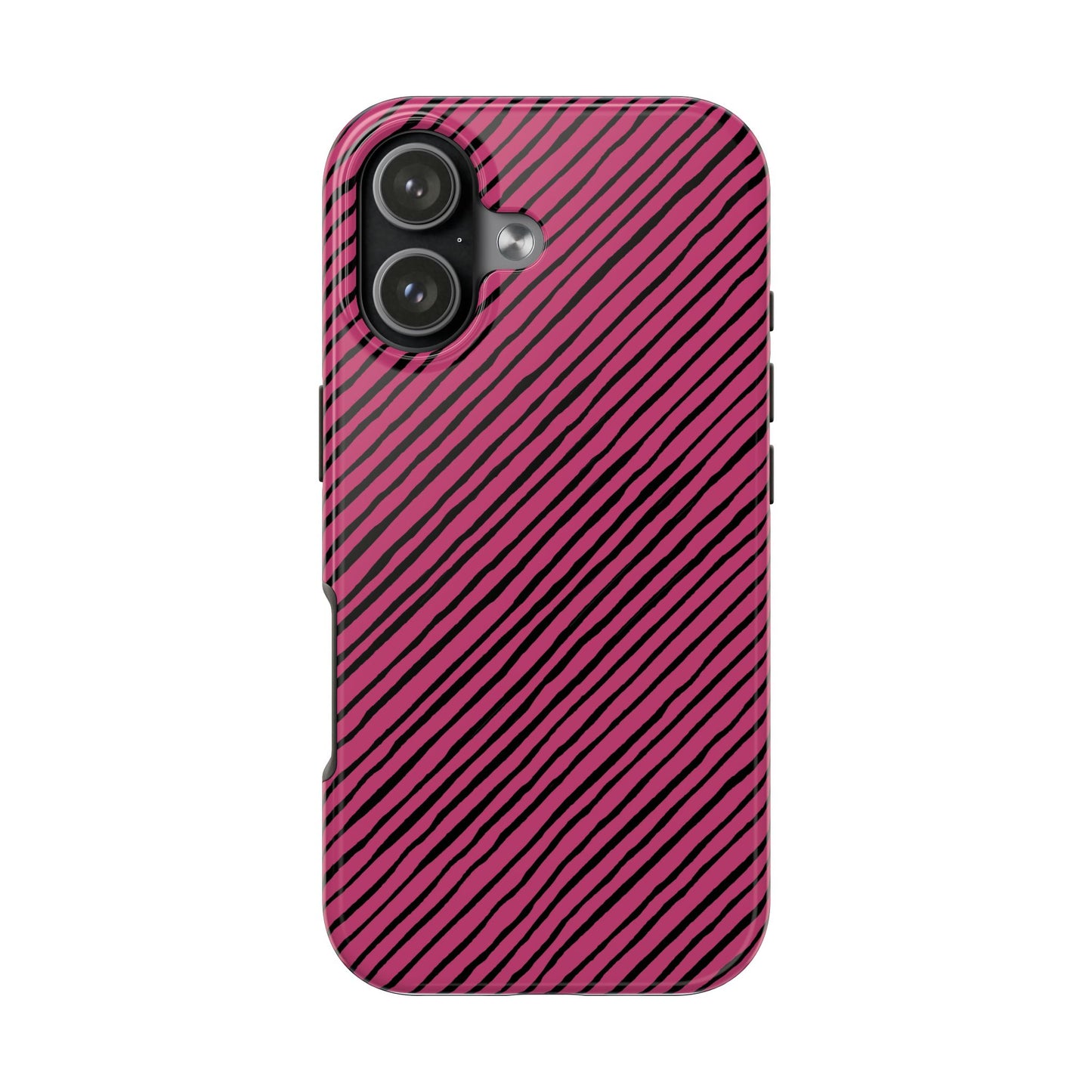 Quirky Bias Stripe Magenta / Black Phone Case