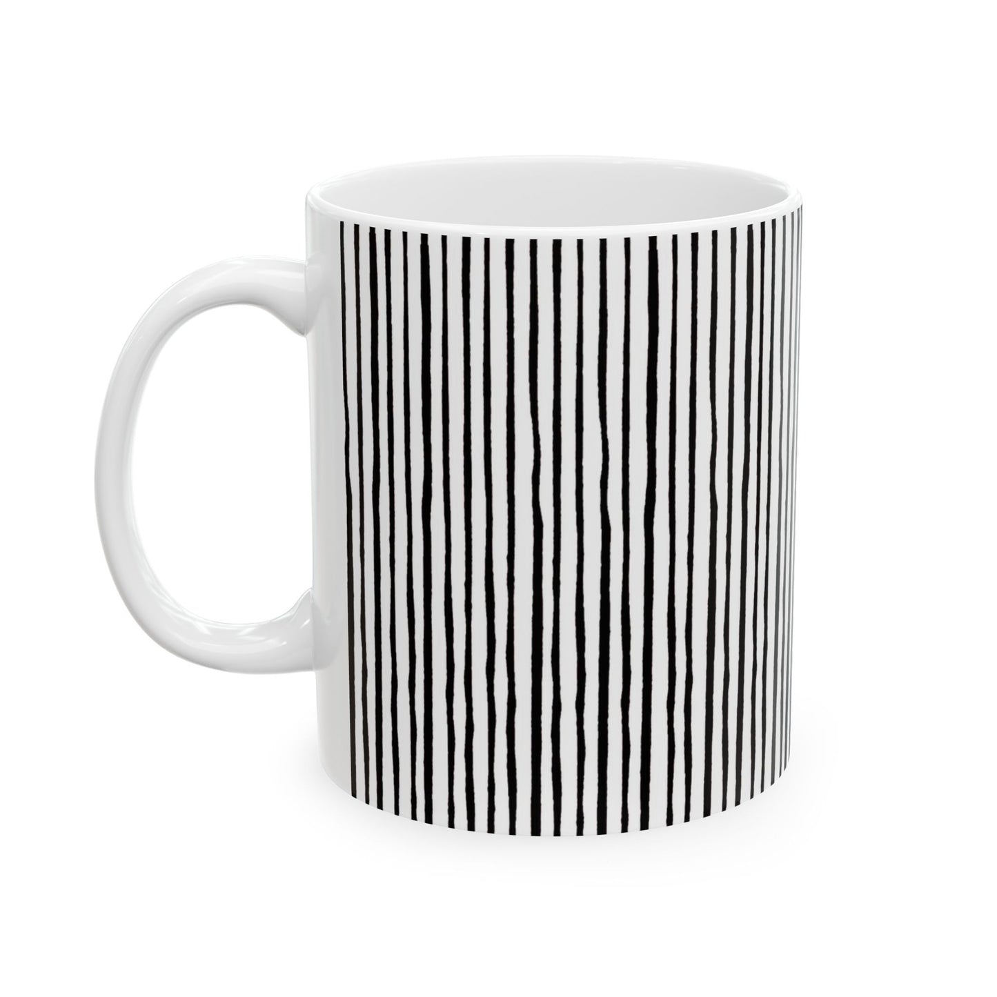 Quirky Bias Stripe White / Black Cup
