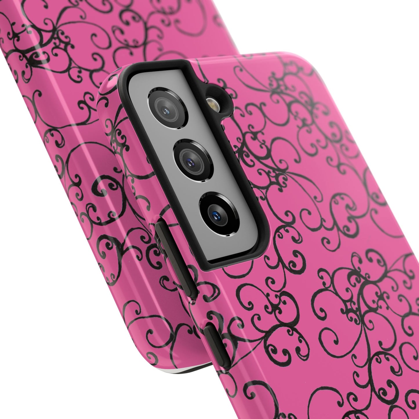 Elegant Scroll Pink / Black Phone Case