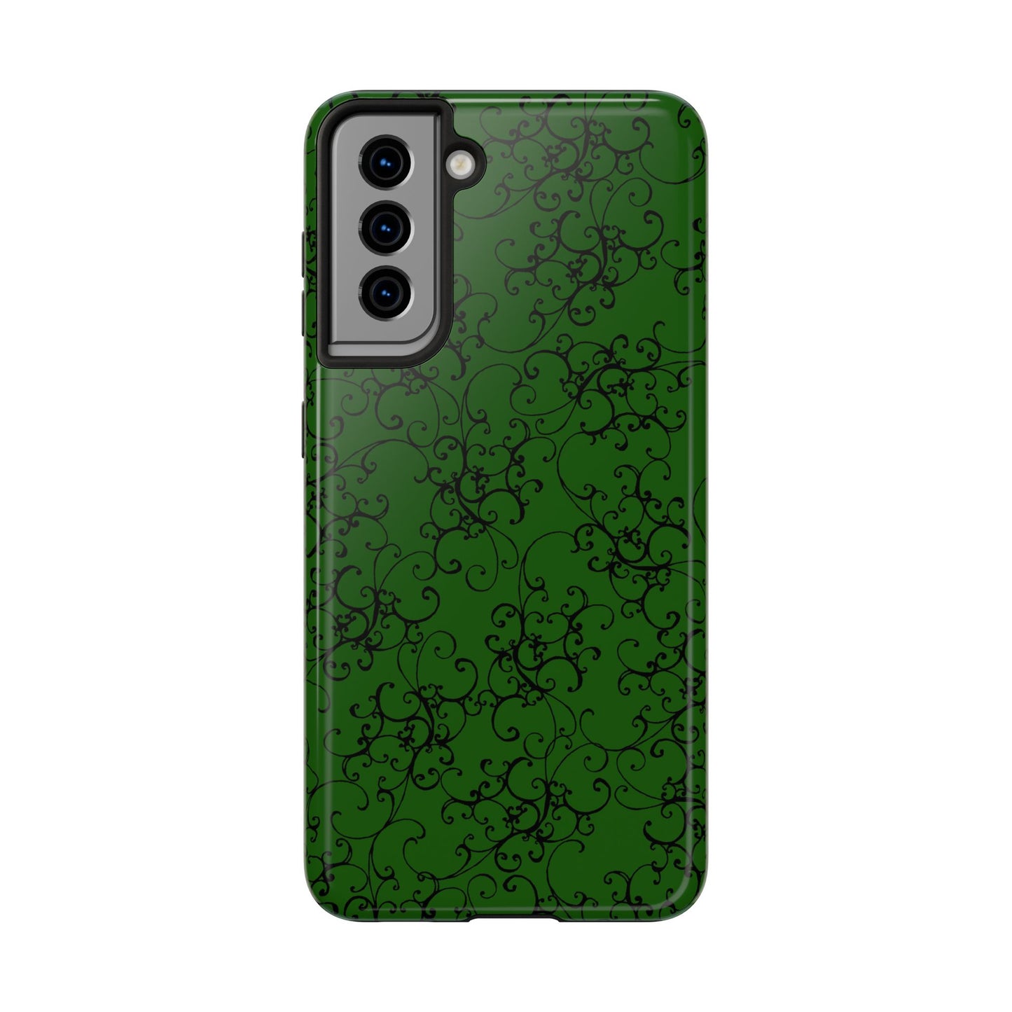 Elegant Scroll Dark Green / Black Phone Case