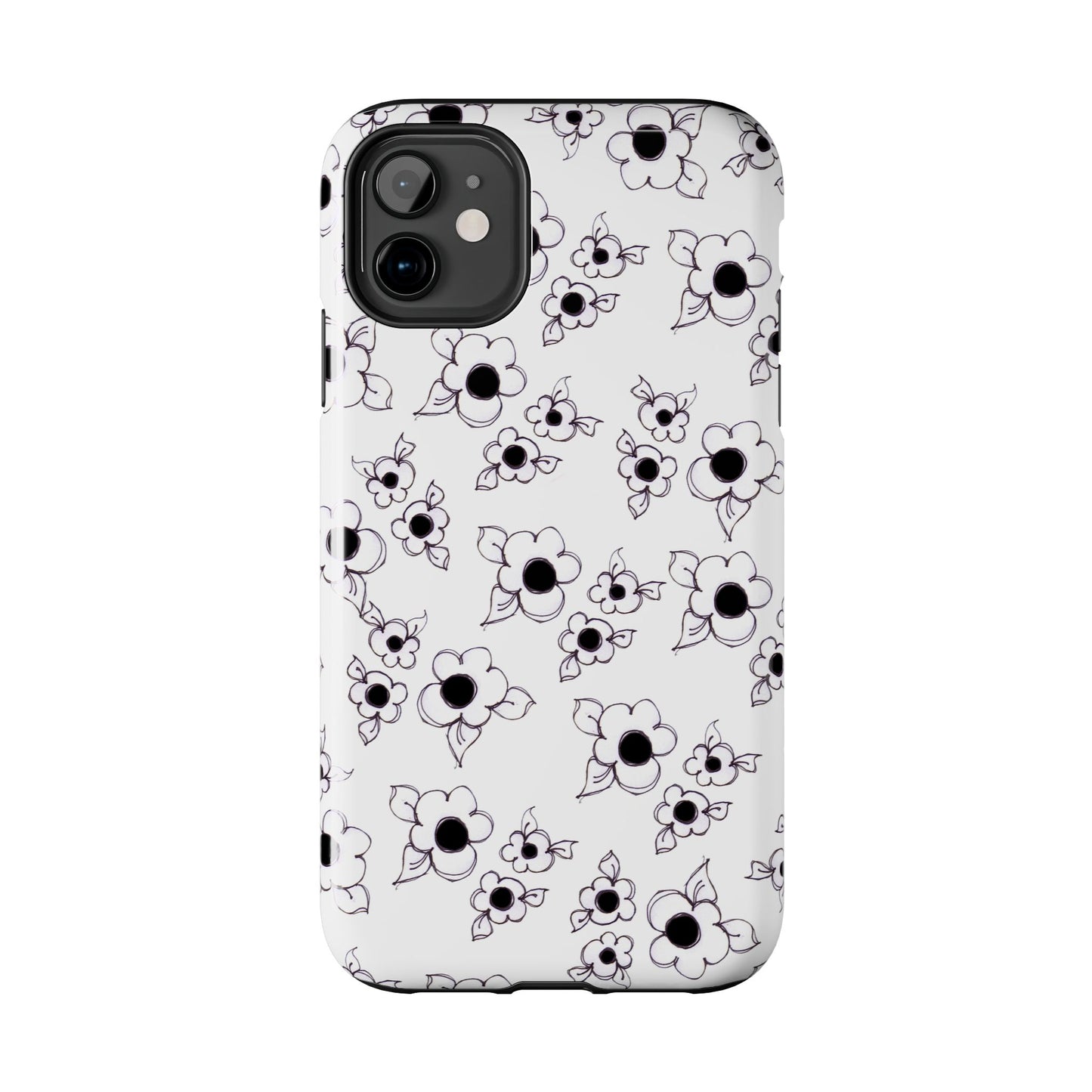 Daisy Cluster White / Black Phone Case