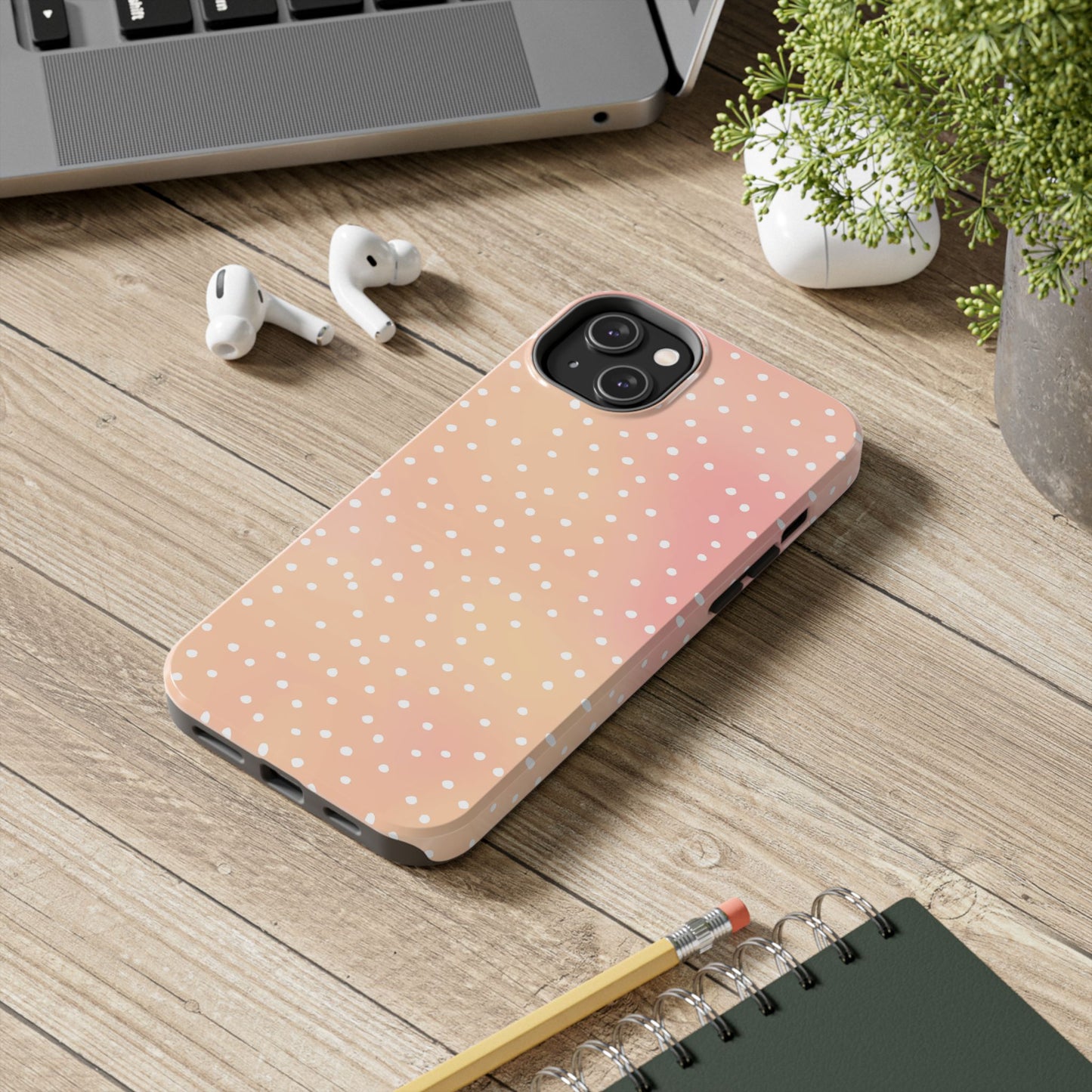 Dinky Dots Peach / White Phone Case