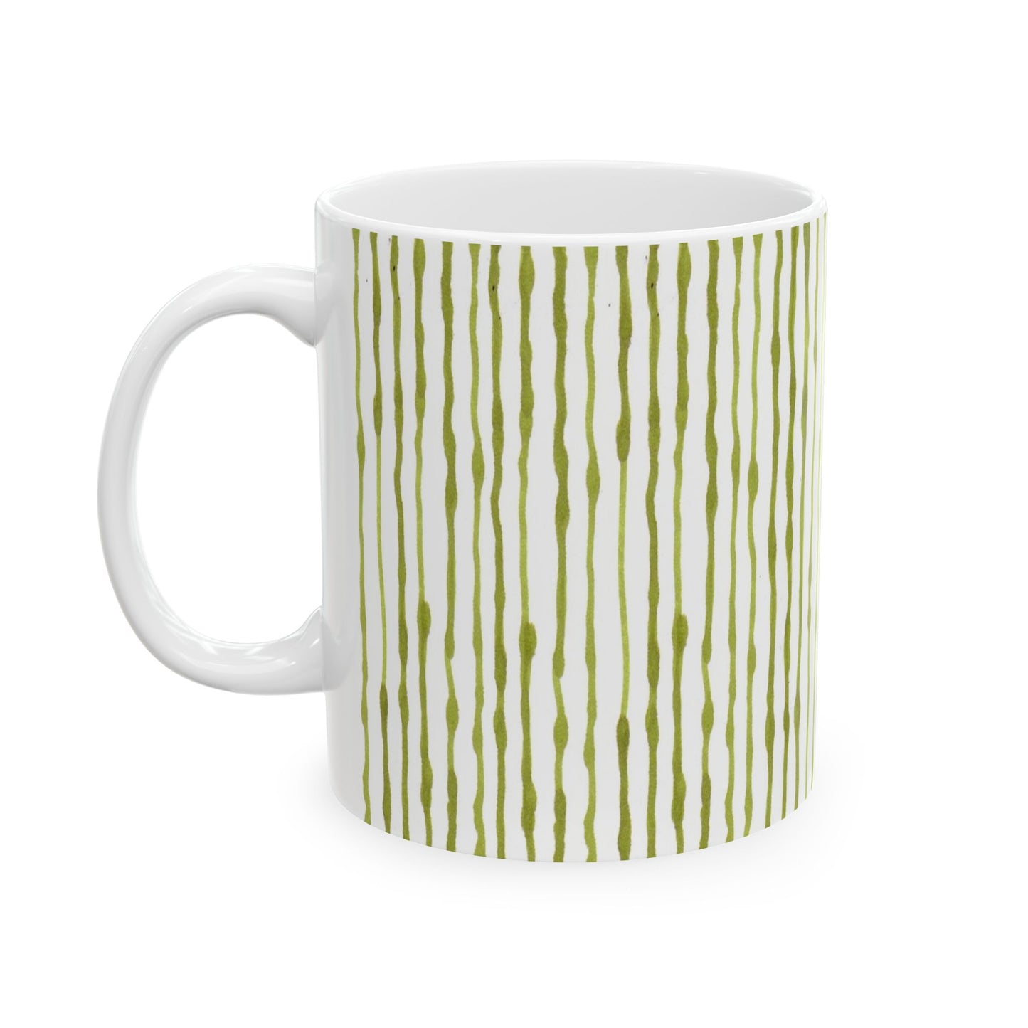 Faux Seersucker White / Green Cup