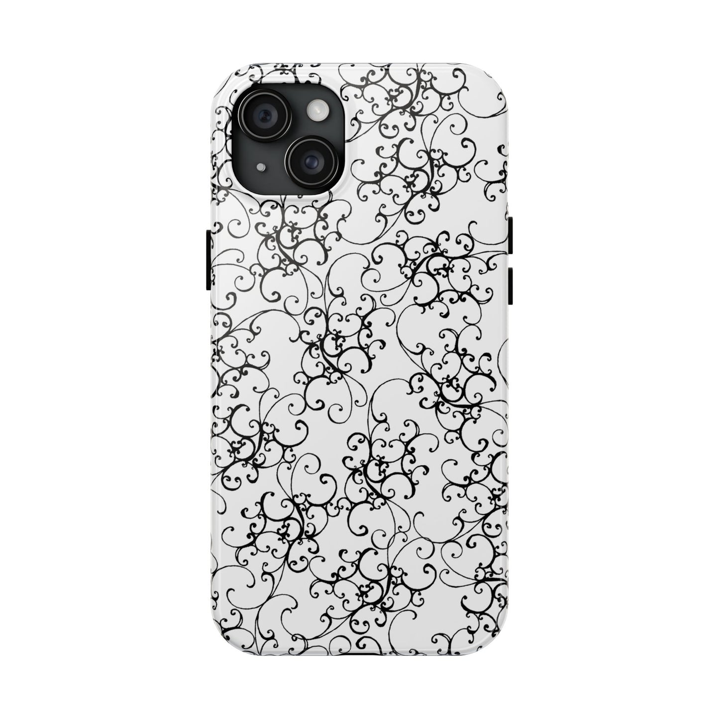 Elegant Scroll White / Black Phone Case